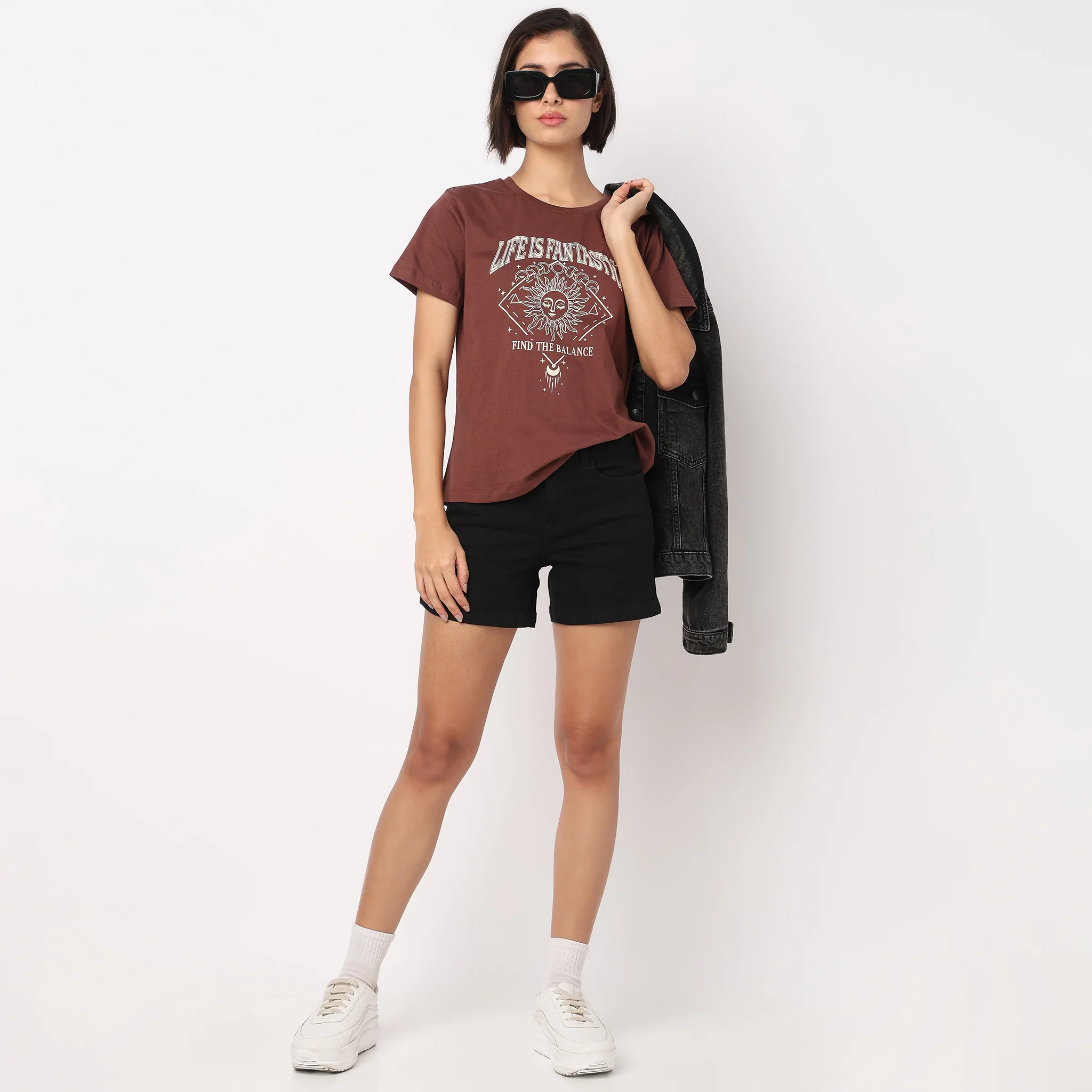 Cotton Crew Neck Graphic T-Shirt
