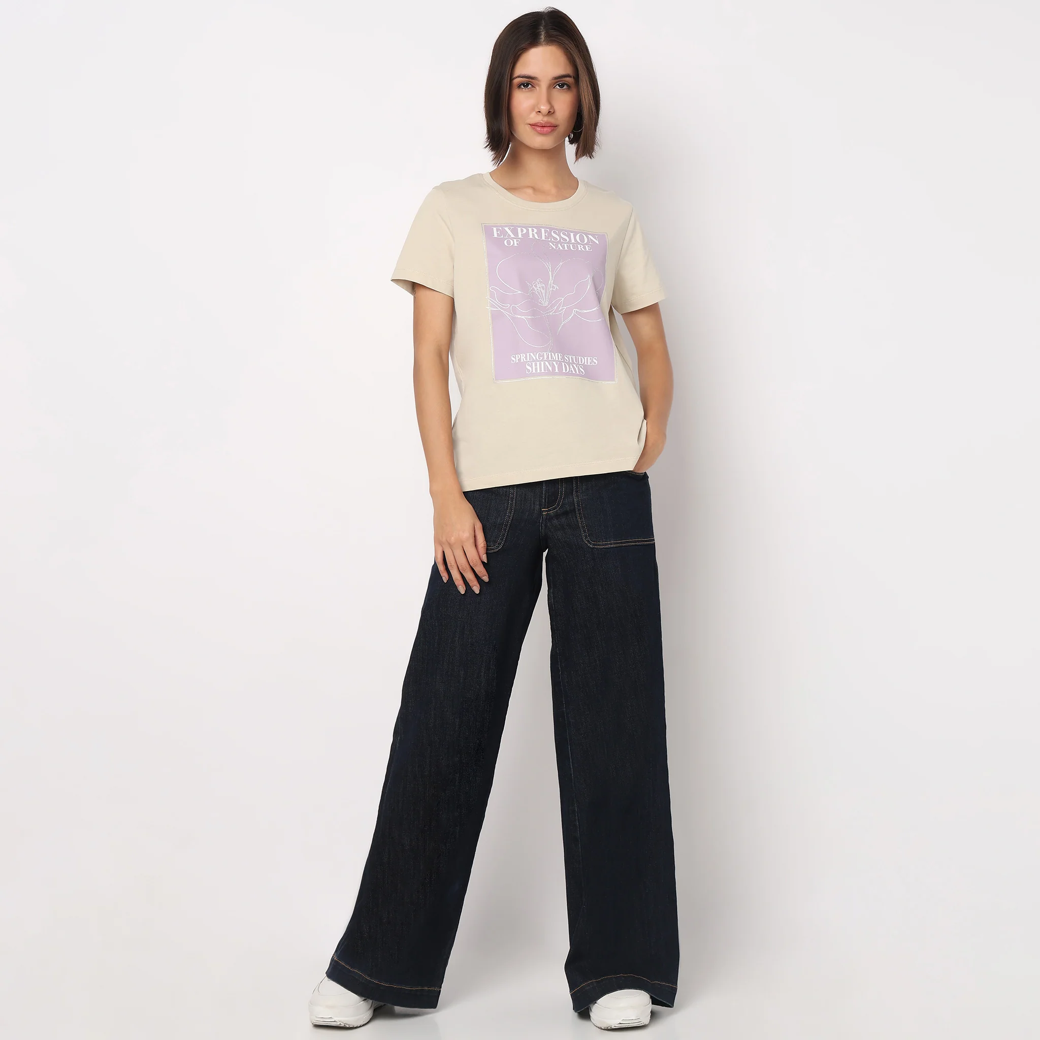 Cotton Crew Neck Graphic T-Shirt