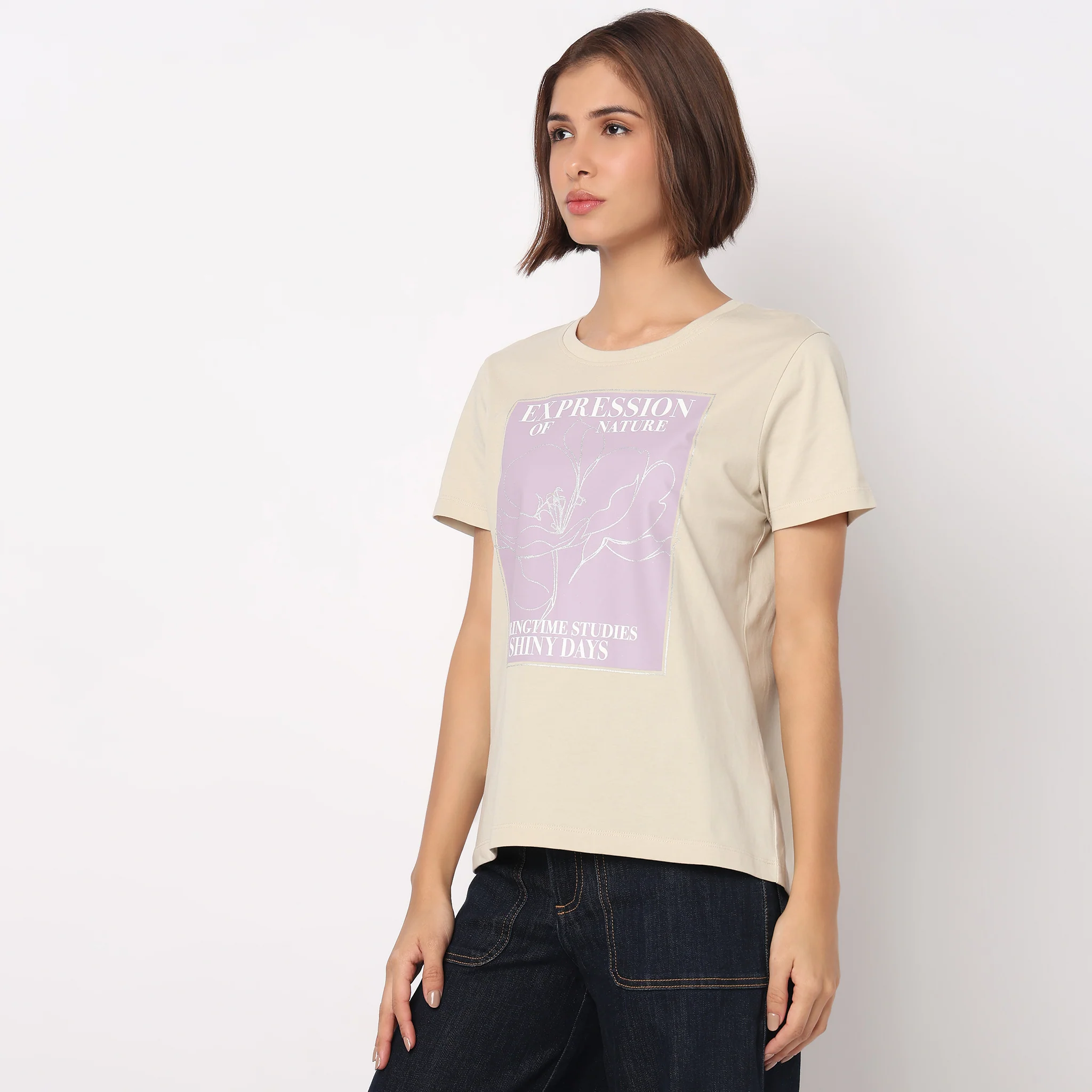 Cotton Crew Neck Graphic T-Shirt - Image 5