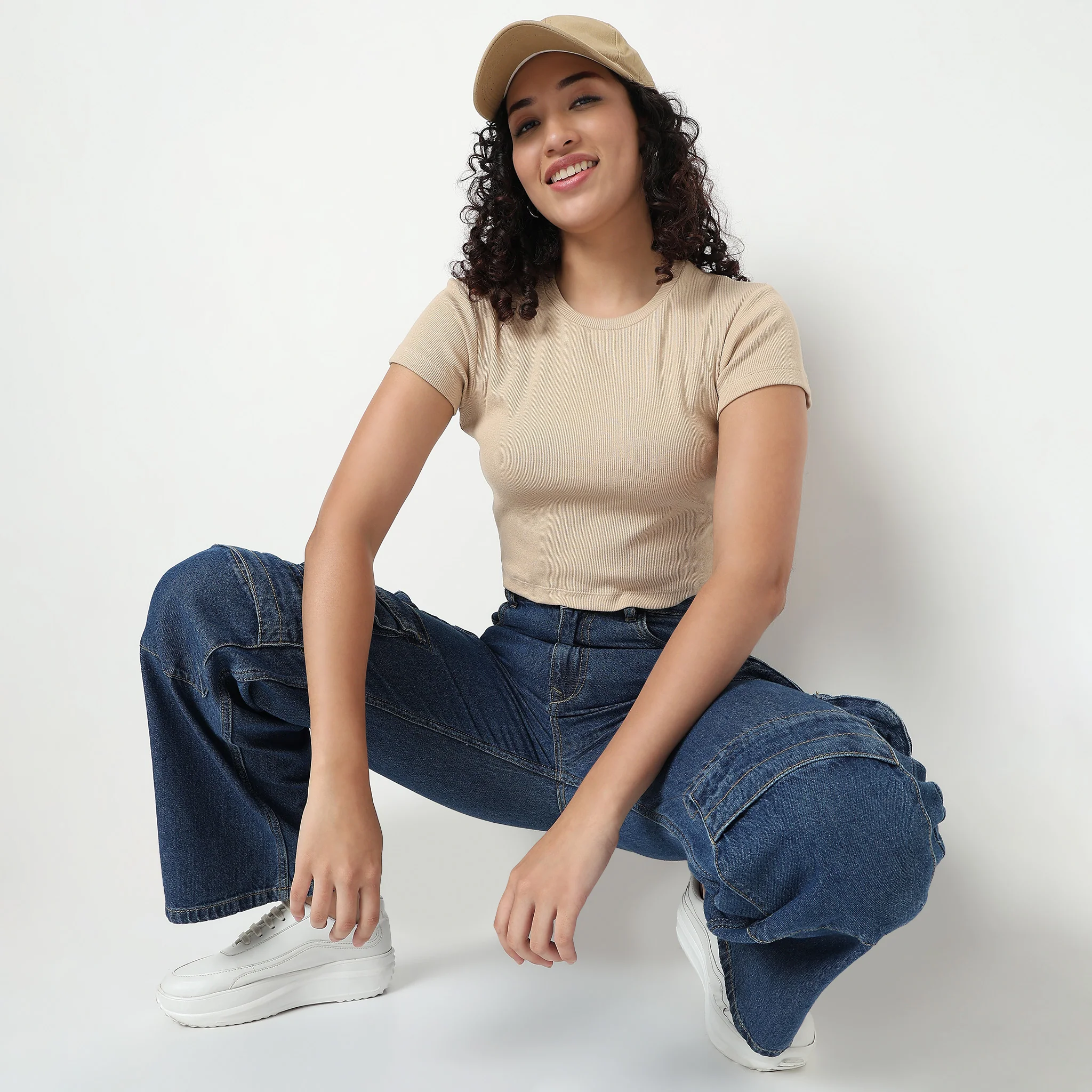 Round Neck Cotton Crop Top