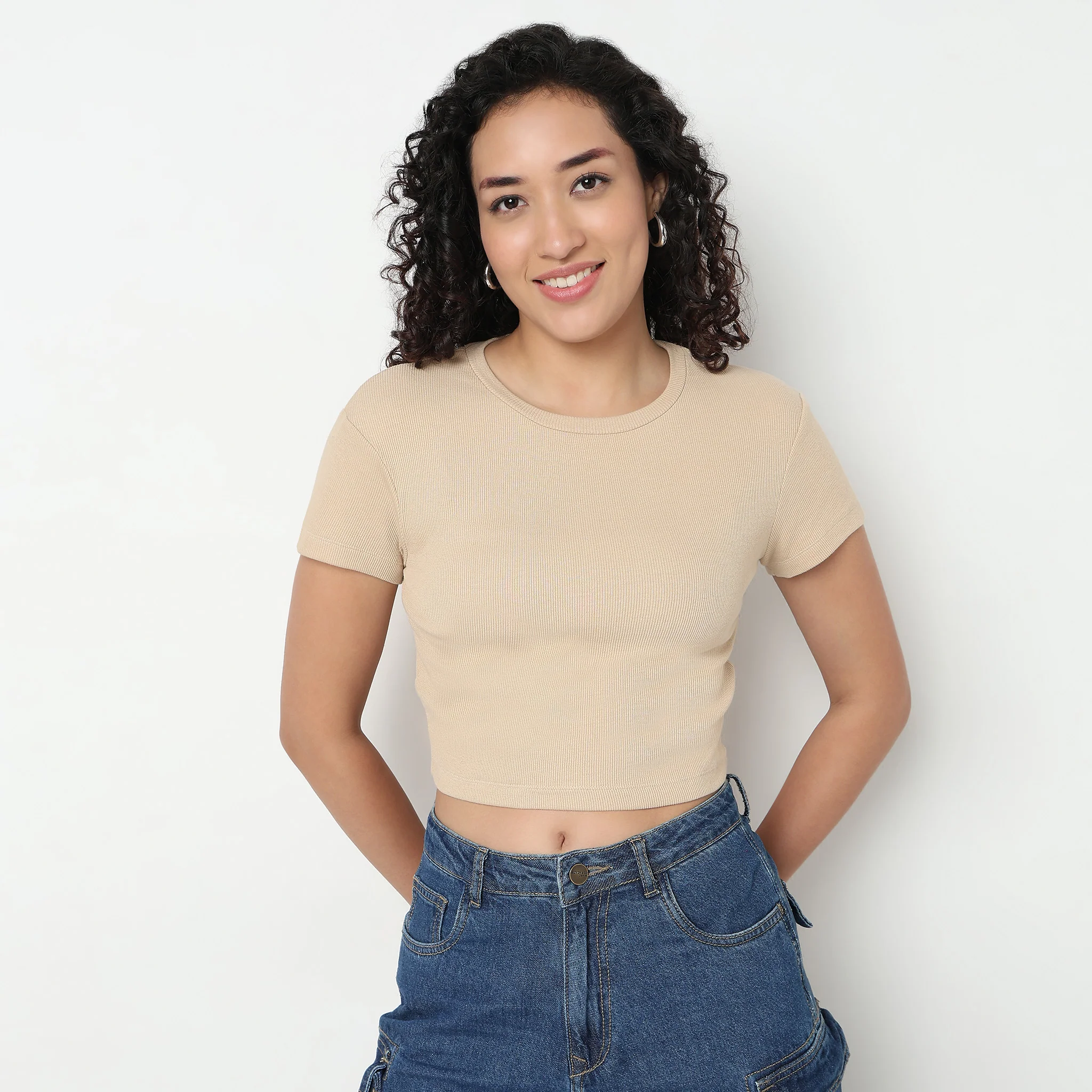 Round Neck Cotton Crop Top - Image 2
