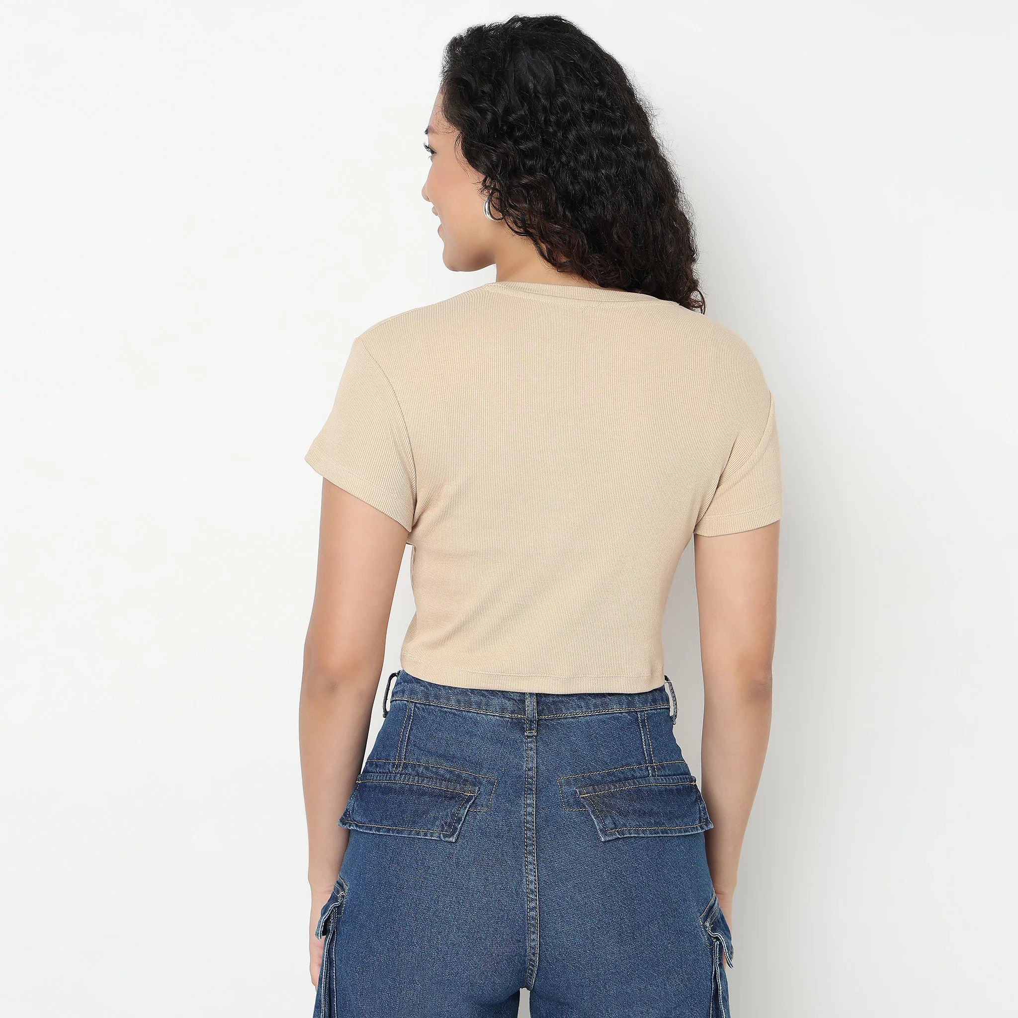Round Neck Cotton Crop Top - Image 3
