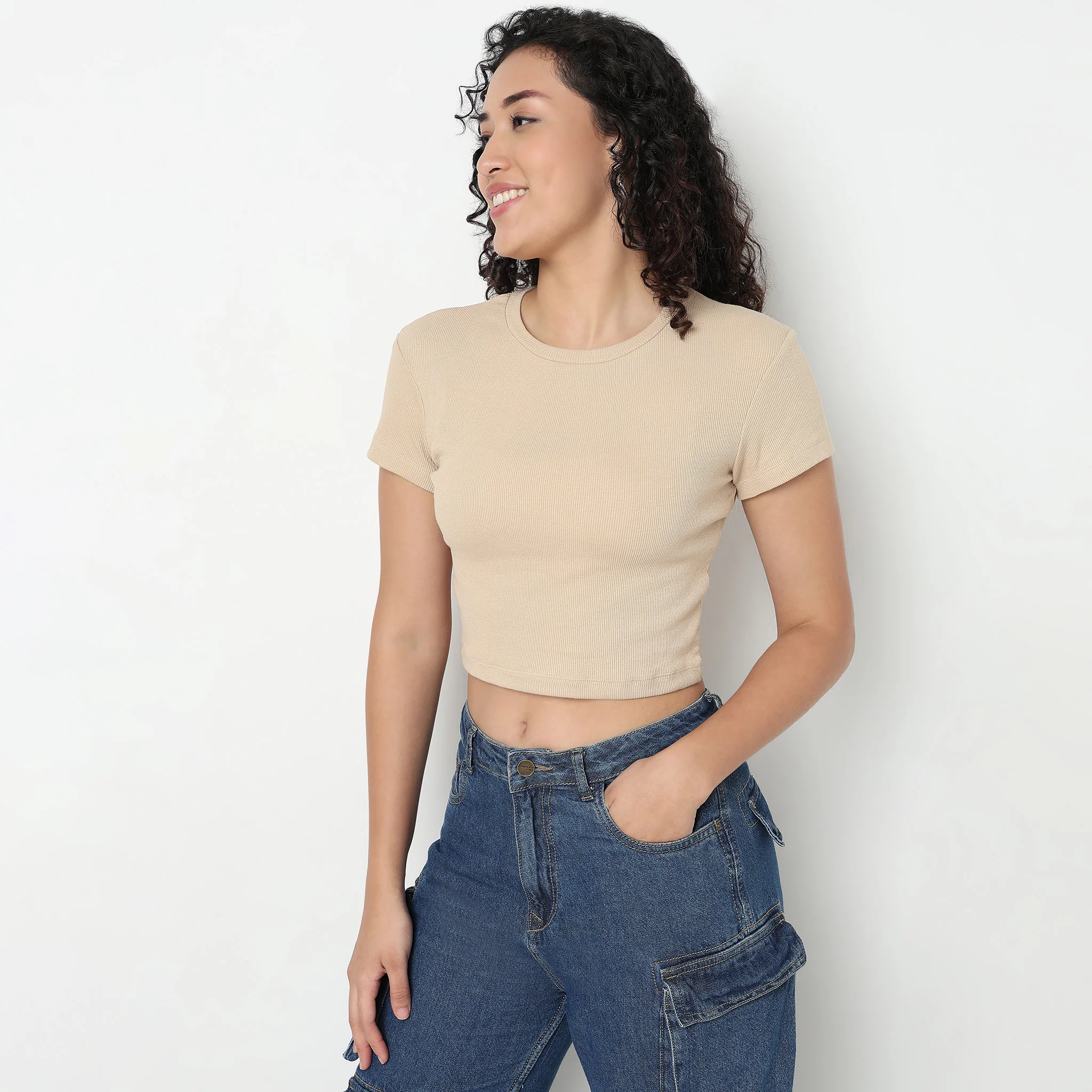 Round Neck Cotton Crop Top - Image 5