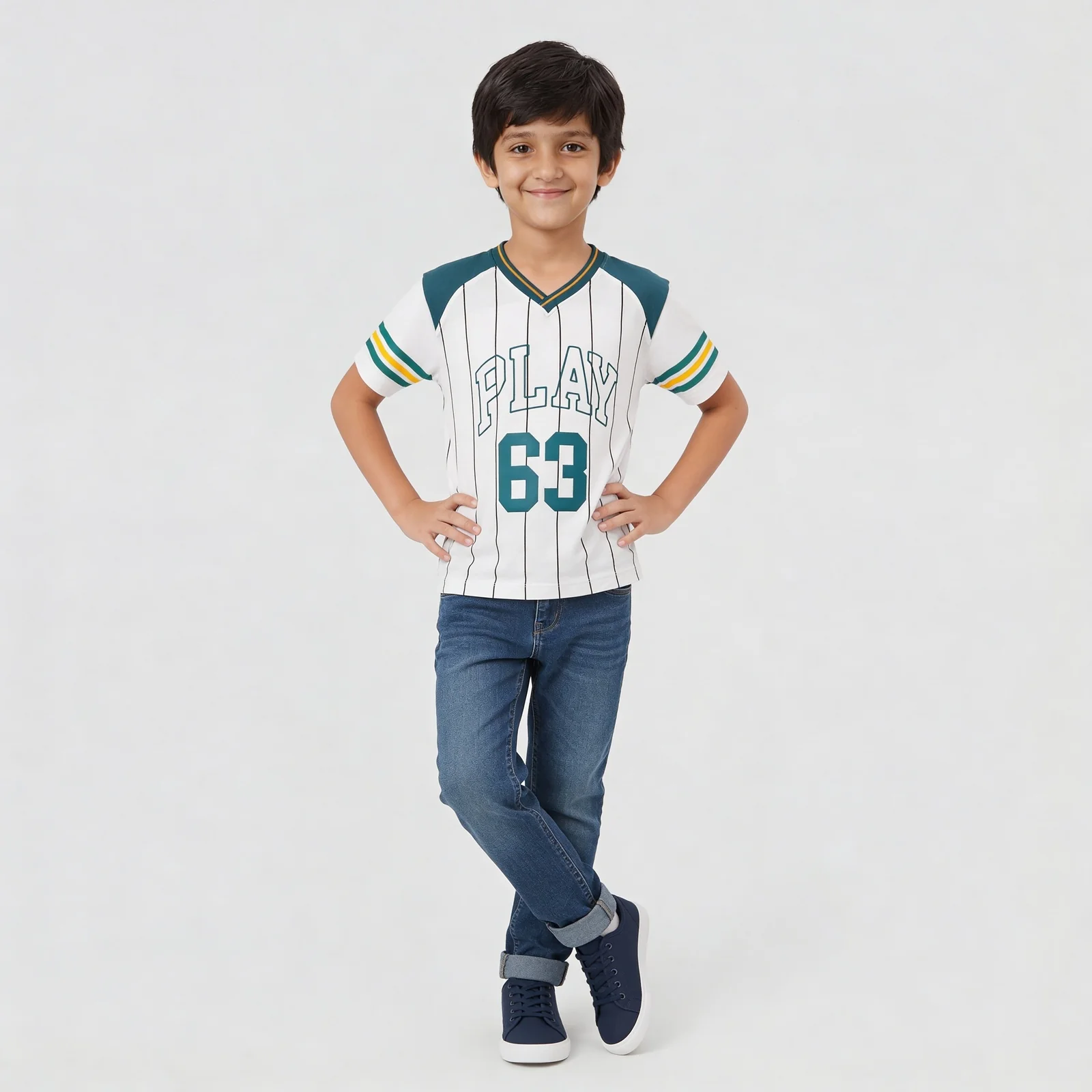 Boys Cotton Cut And Sew Crew Neck T-Shirt
