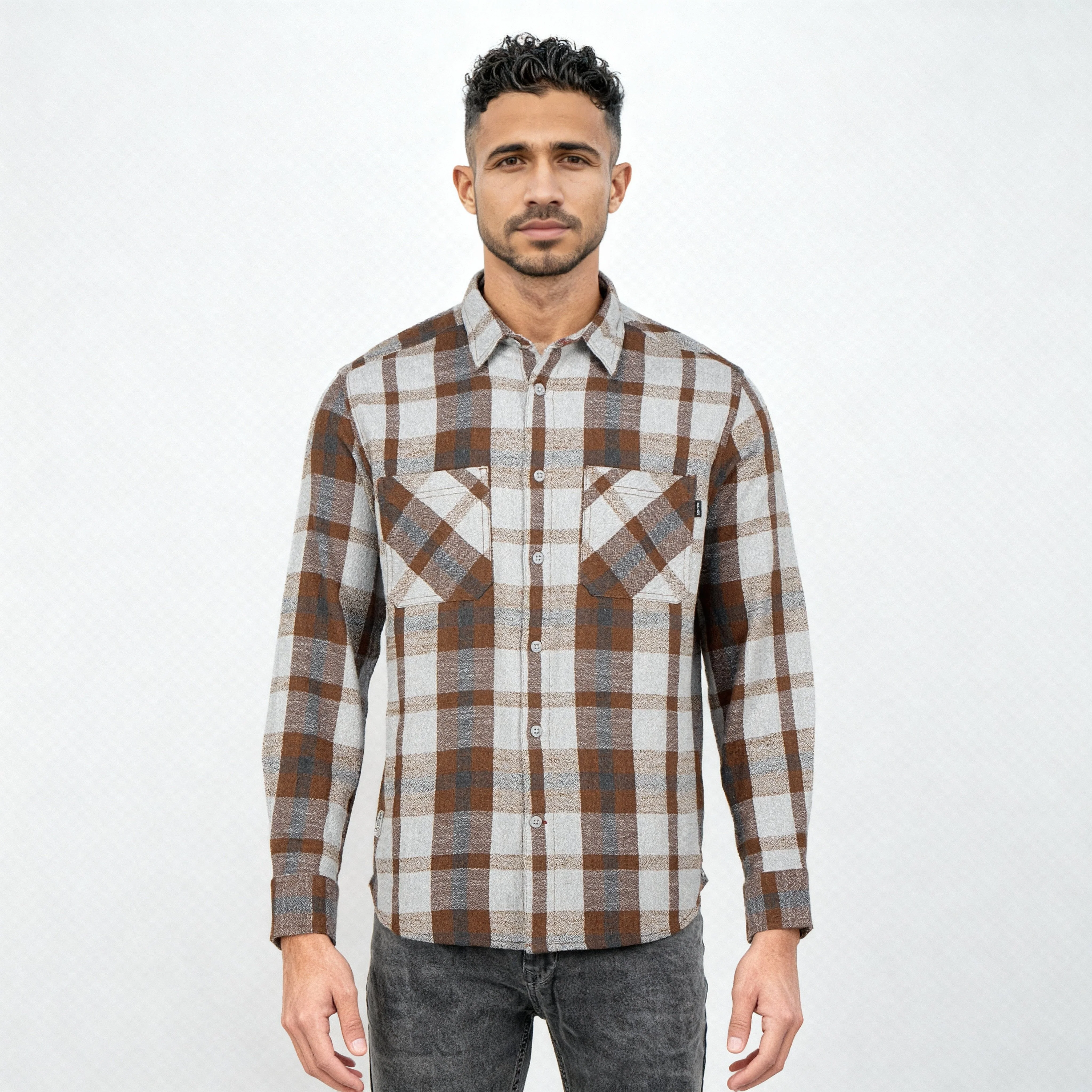 Cotton Double Pocket Checkered Lumber Jack Shirt - Image 2