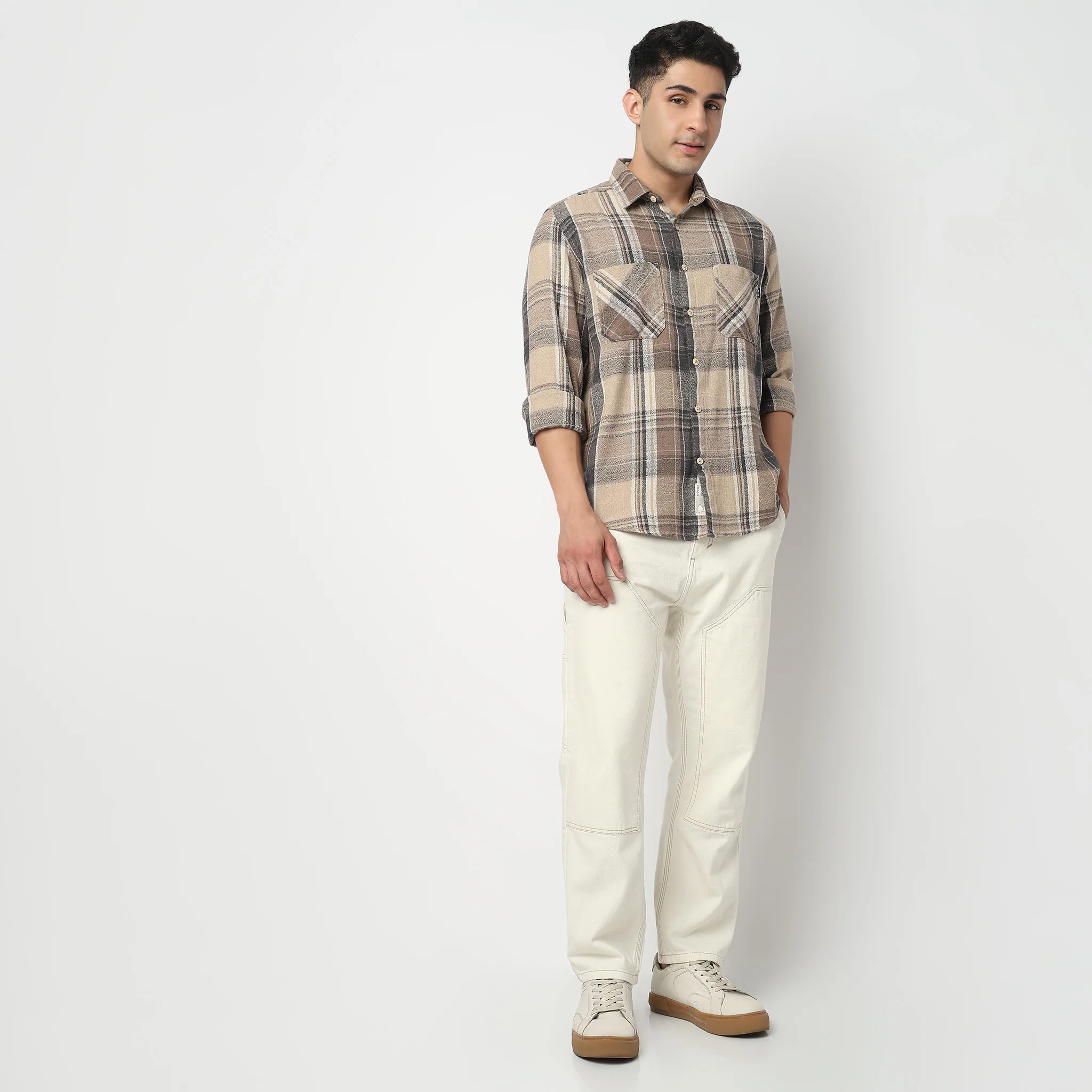 Cotton Double Pocket Checkered Lumber Jack Shirt - Image 2