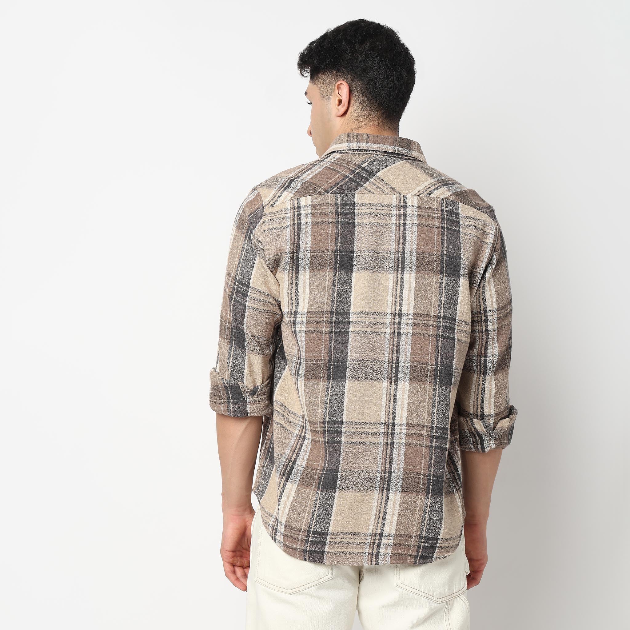 Cotton Double Pocket Checkered Lumber Jack Shirt - Image 3