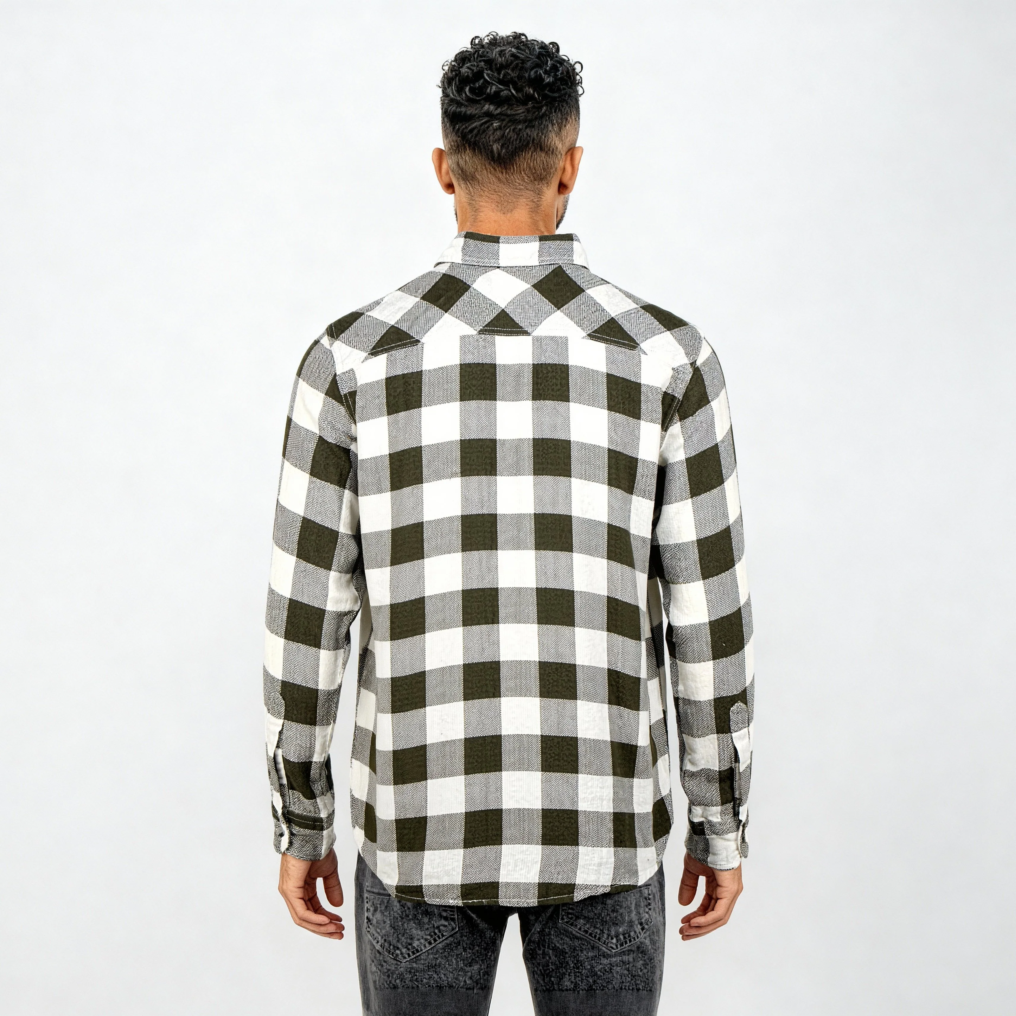 Cotton Double Pocket Checkered Lumber Jack Shirt - Image 3