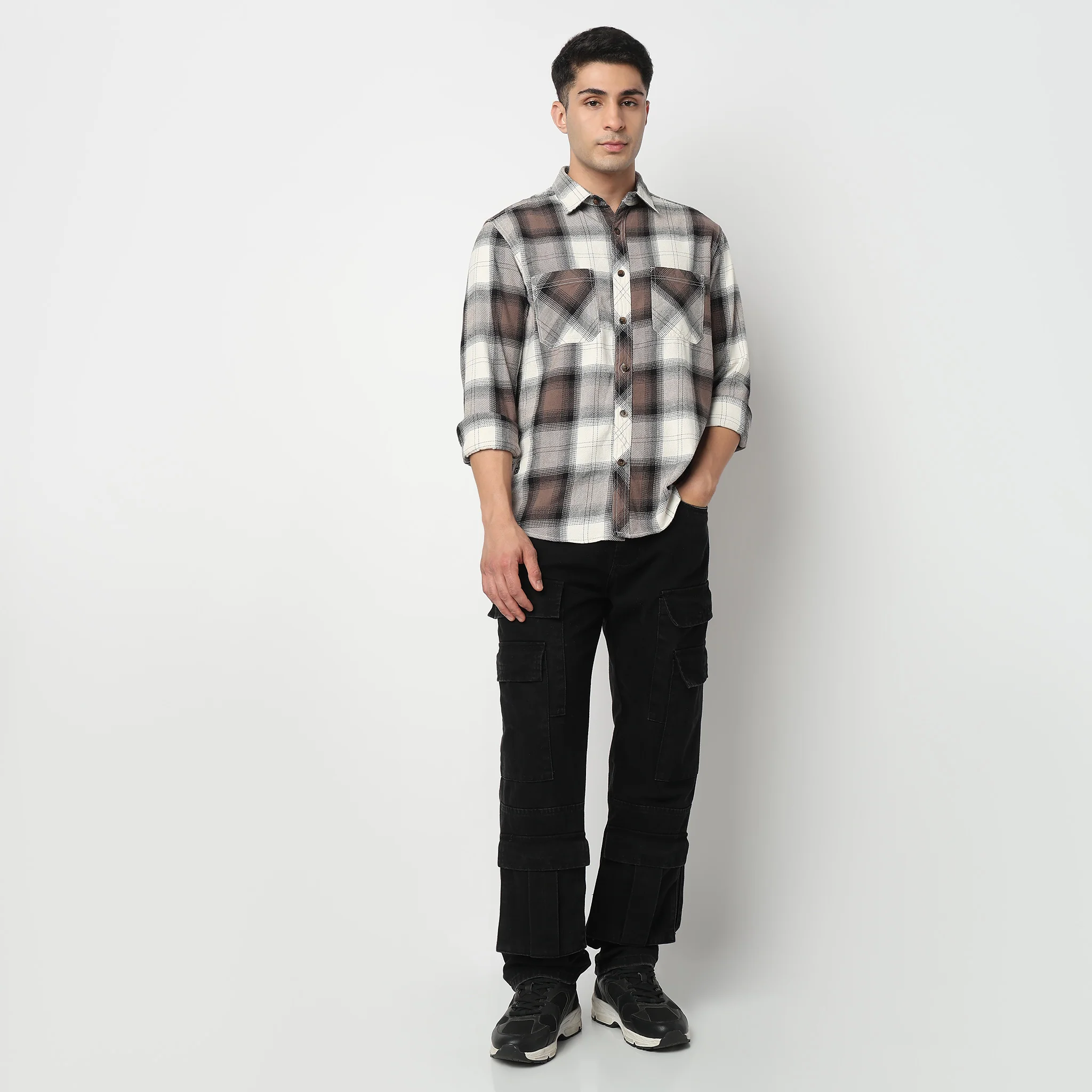 Cotton Double Pocket Checkered Lumber Jack Shirt - Image 2