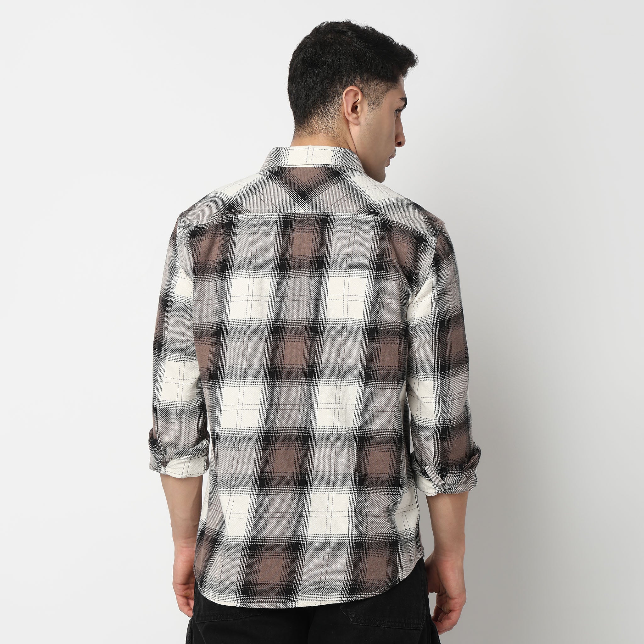 Cotton Double Pocket Checkered Lumber Jack Shirt - Image 3