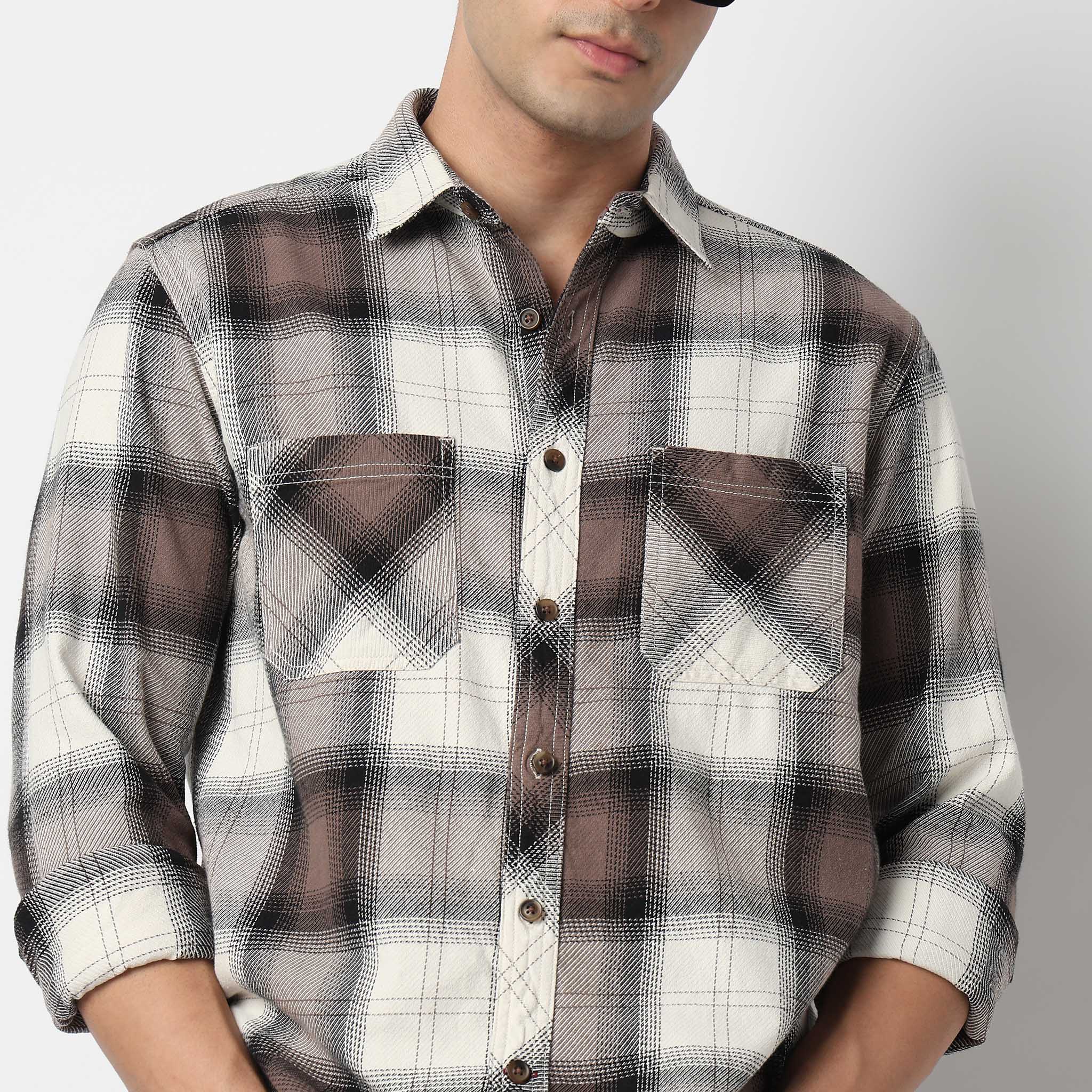 Cotton Double Pocket Checkered Lumber Jack Shirt - Image 4