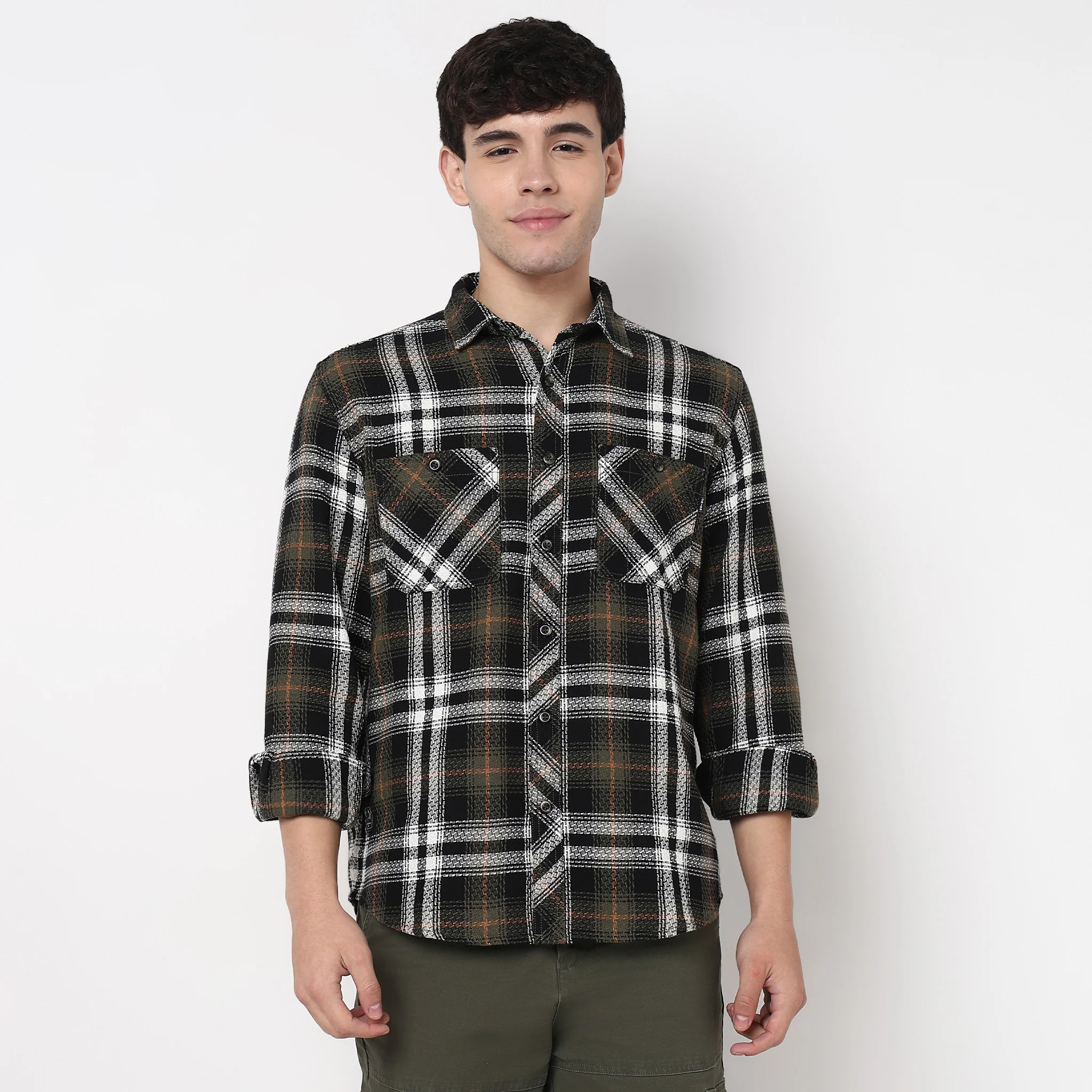 Cotton Double Pocket Checkered Shirt - Image 2