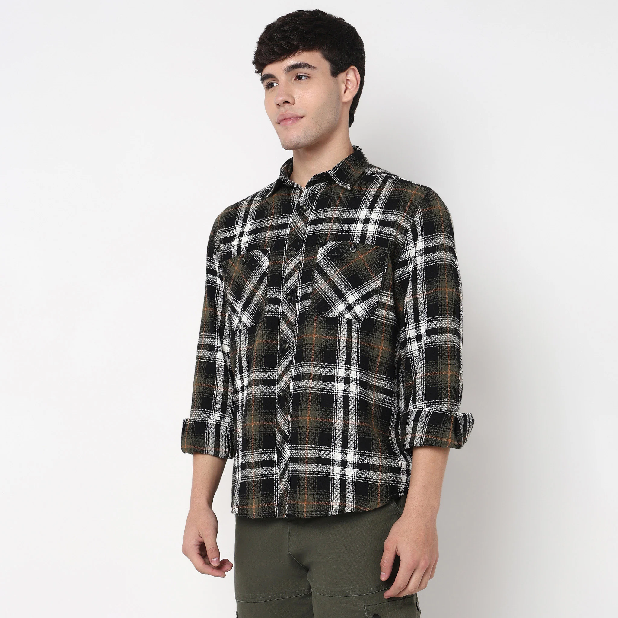 Cotton Double Pocket Checkered Shirt - Image 5
