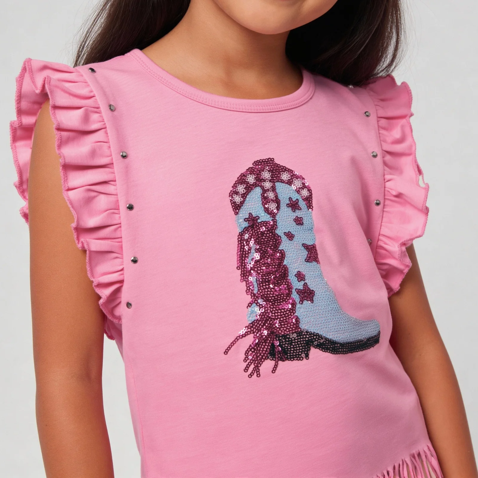 Girls Embellished Ruffle Sleeve T-Shirt - Image 3