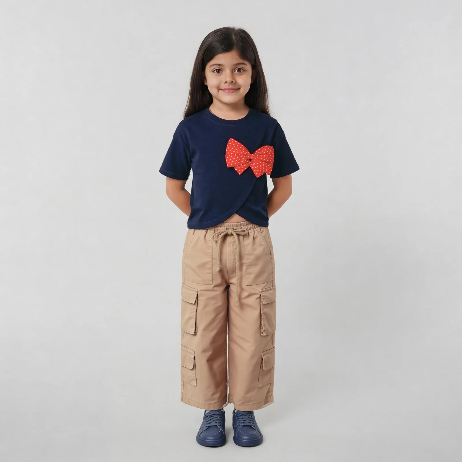Girls Crew Neck Heart and Dots T-Shirt