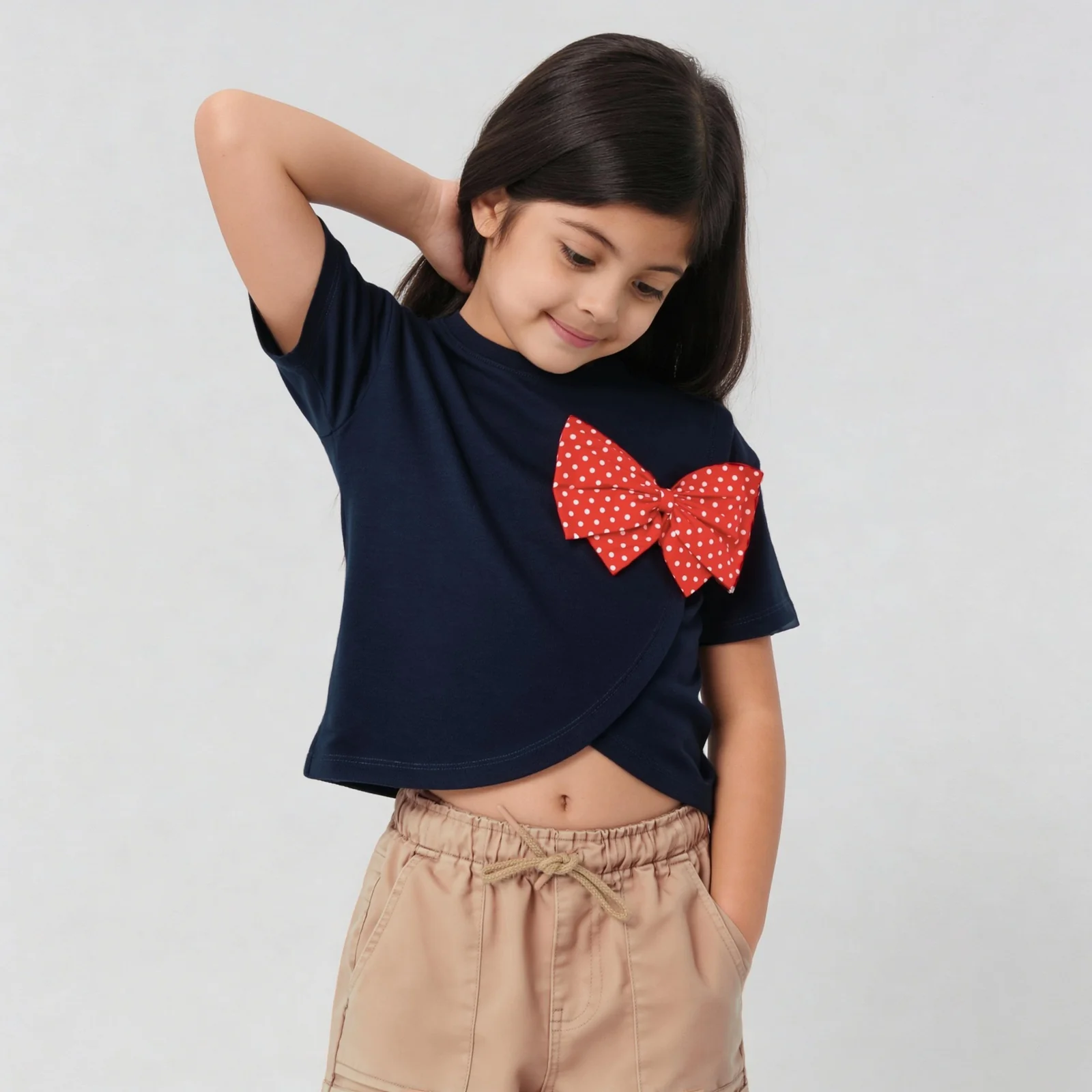 Girls Crew Neck Heart and Dots T-Shirt - Image 2