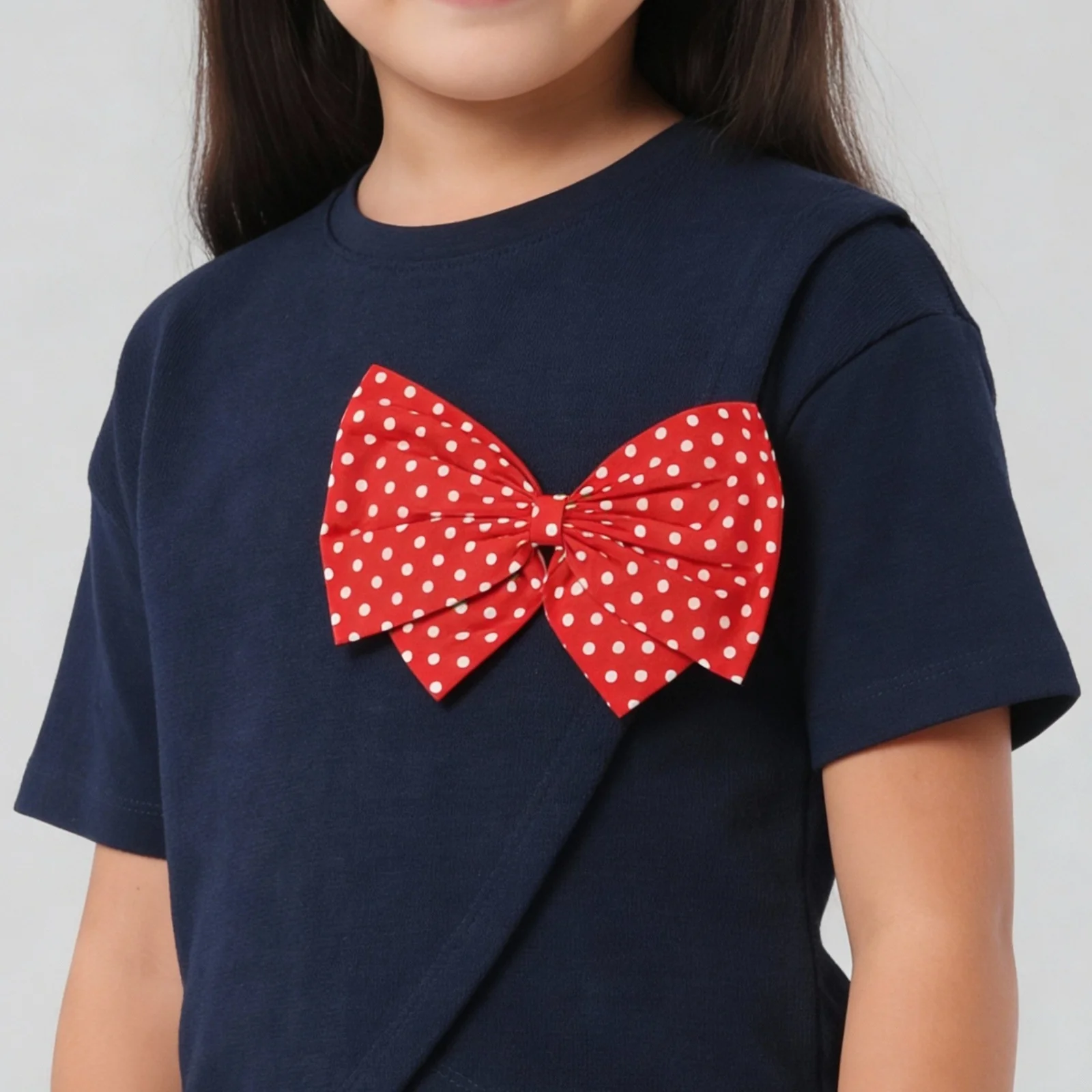 Girls Crew Neck Heart and Dots T-Shirt - Image 3