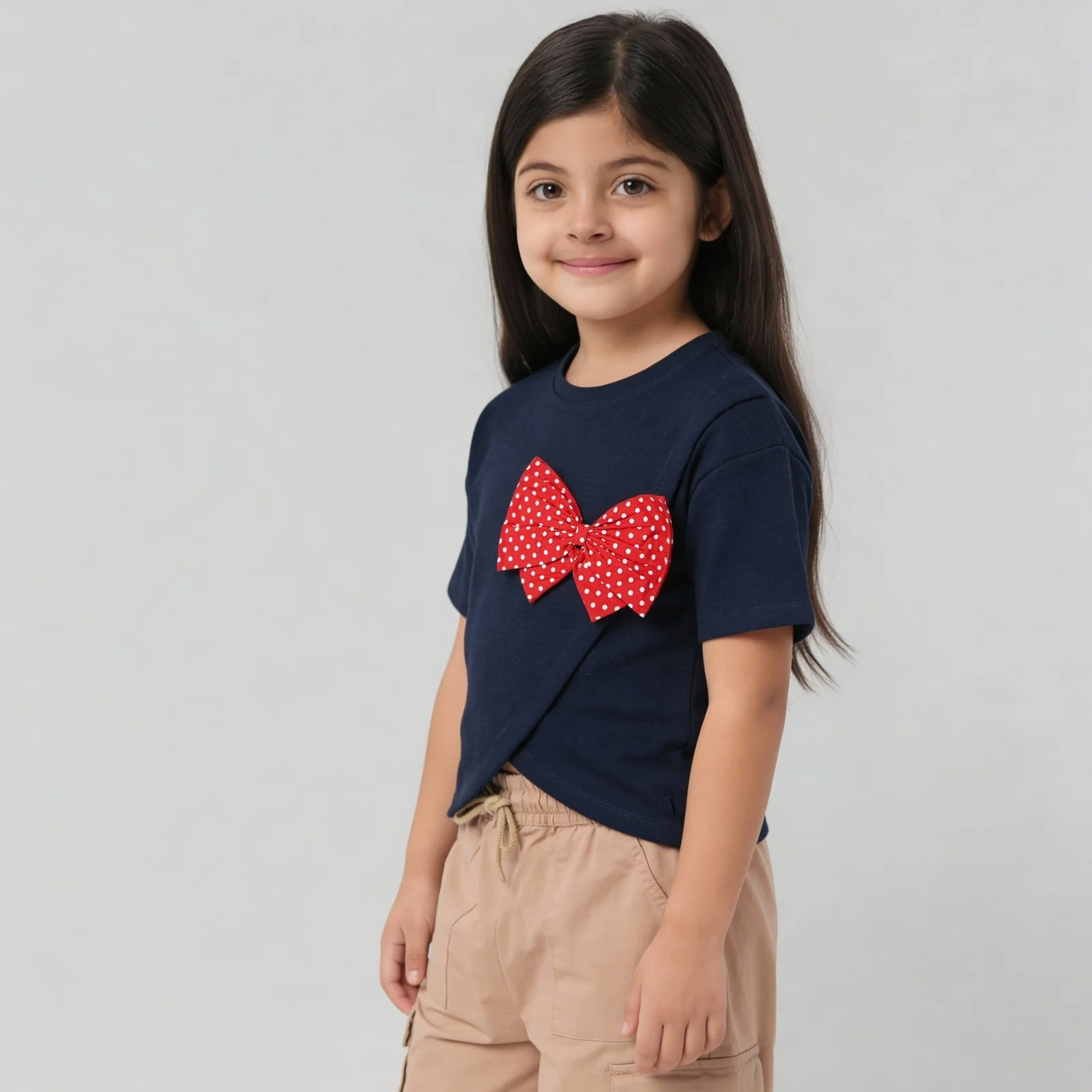 Girls Crew Neck Heart and Dots T-Shirt - Image 4