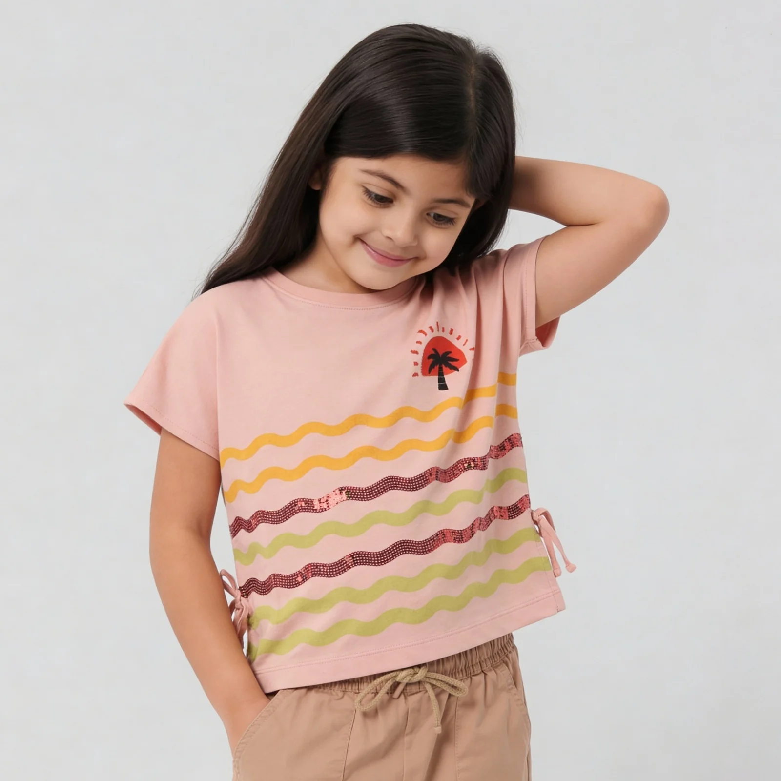 Girls Crew Neck Embellished T-Shirt - Image 2