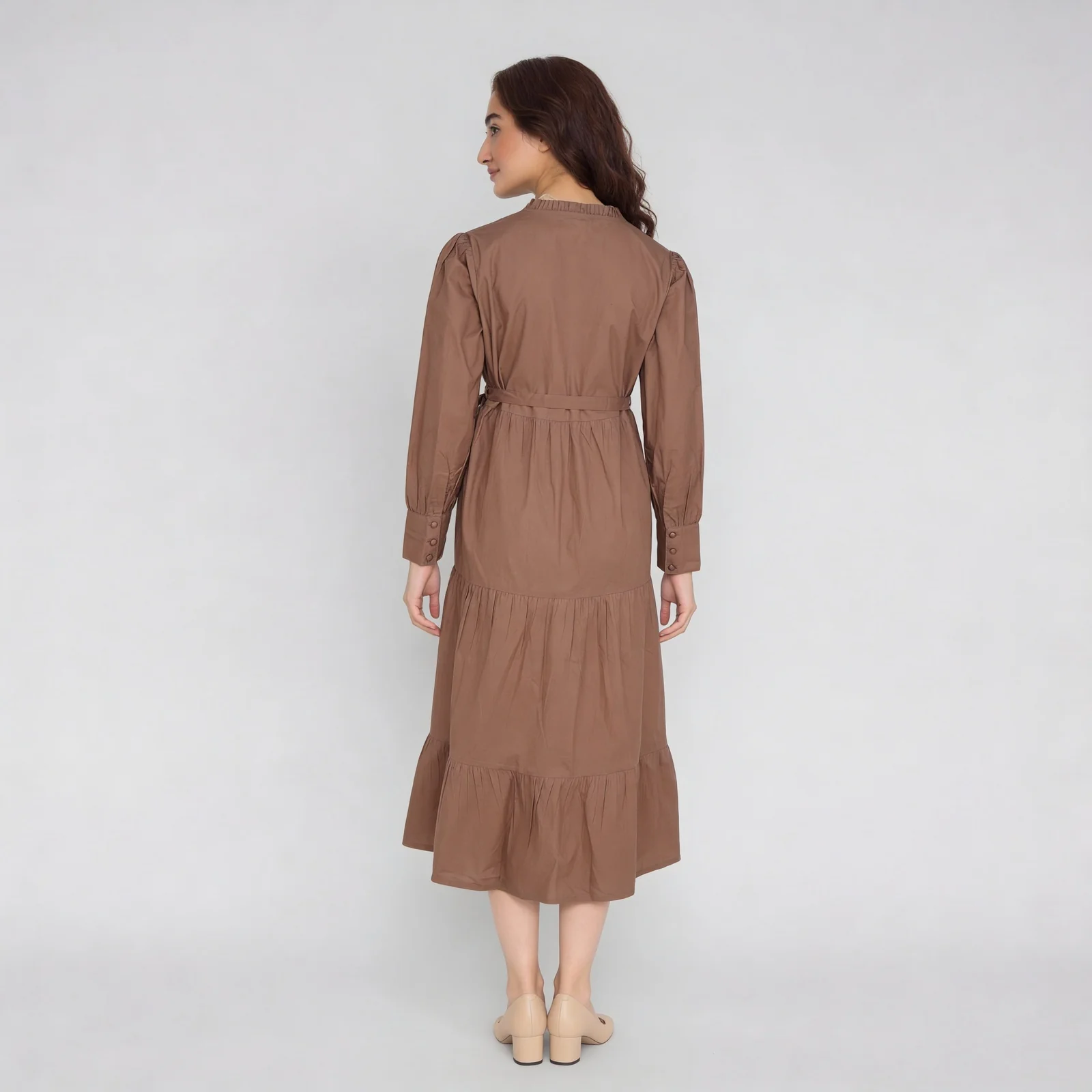 Embroidered Band Neck Flare Fit Dress - Image 3