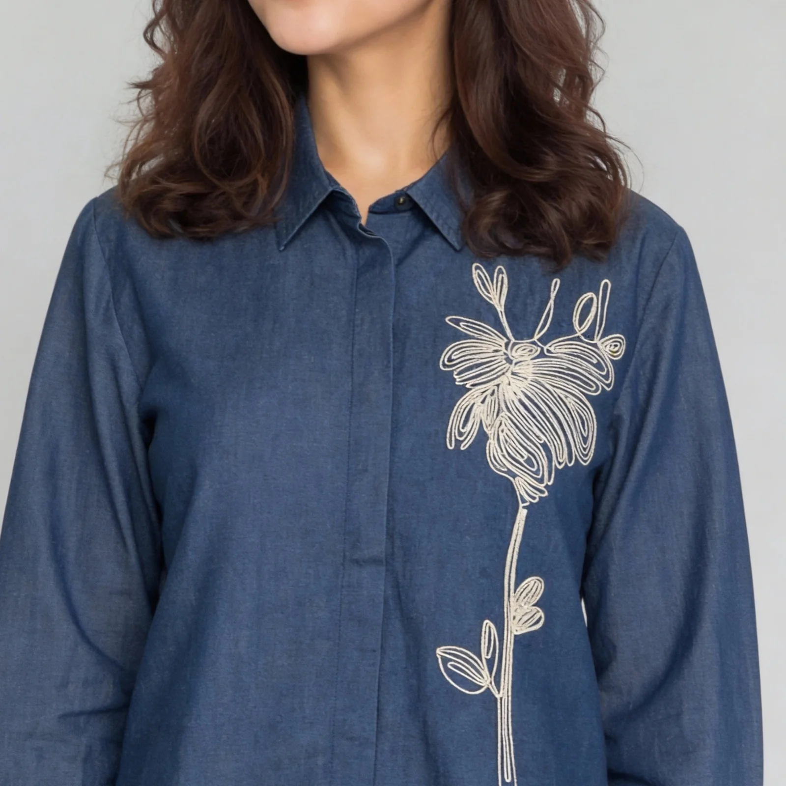 Cotton Embroidered Full Sleeve Shirt - Image 4
