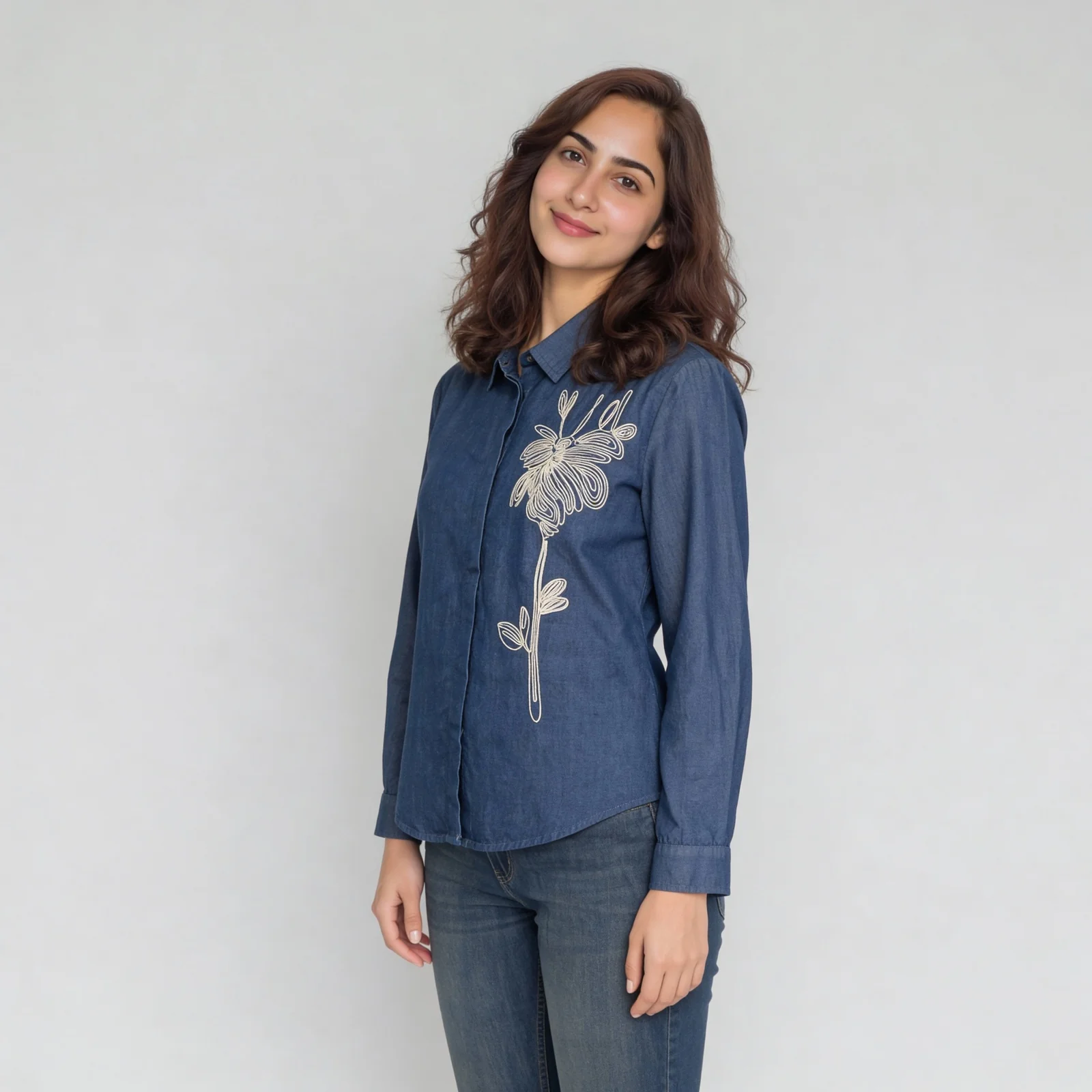 Cotton Embroidered Full Sleeve Shirt - Image 5