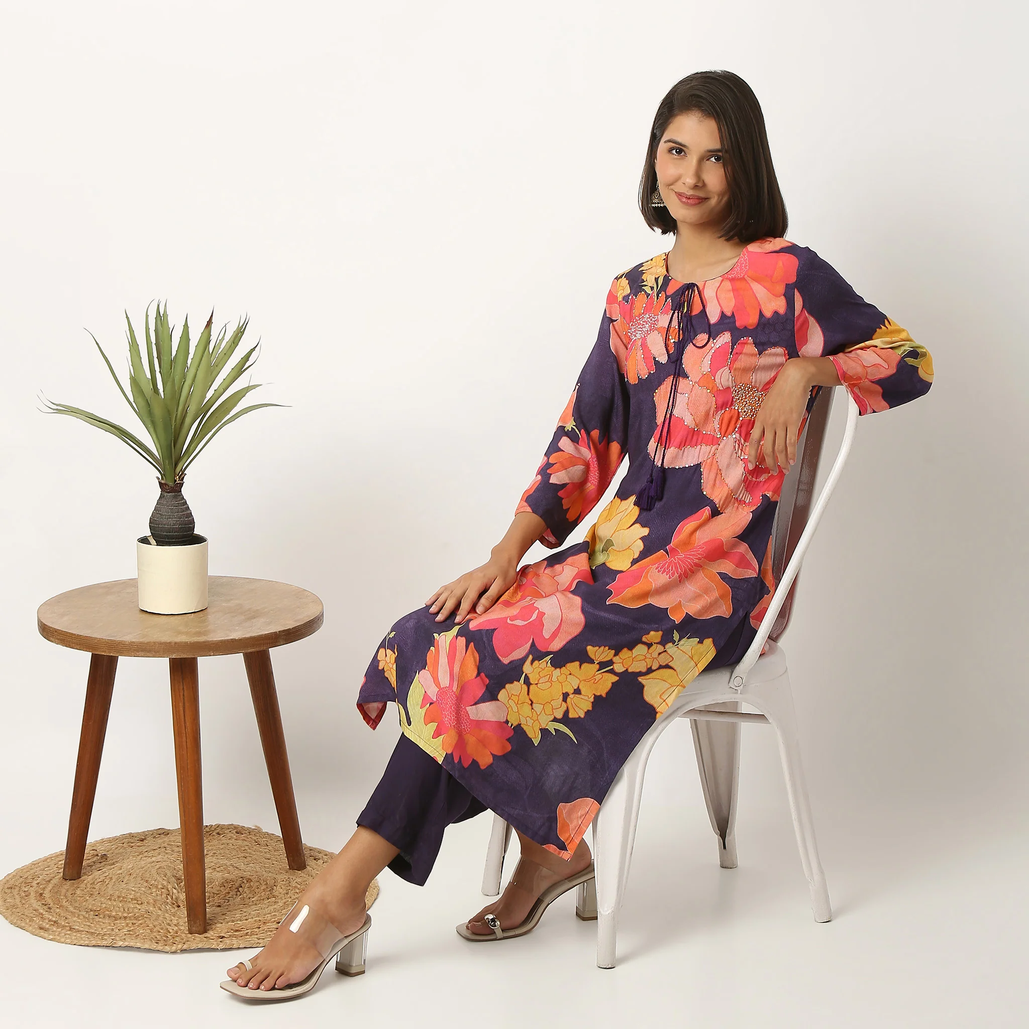 Cotton Printed Kurta With Pant Set