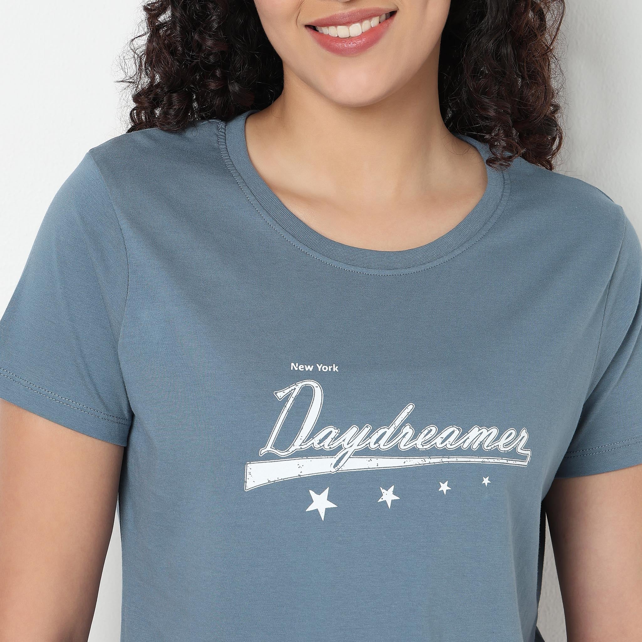 Cotton Printed Sleepwear T-Shirt - Image 4
