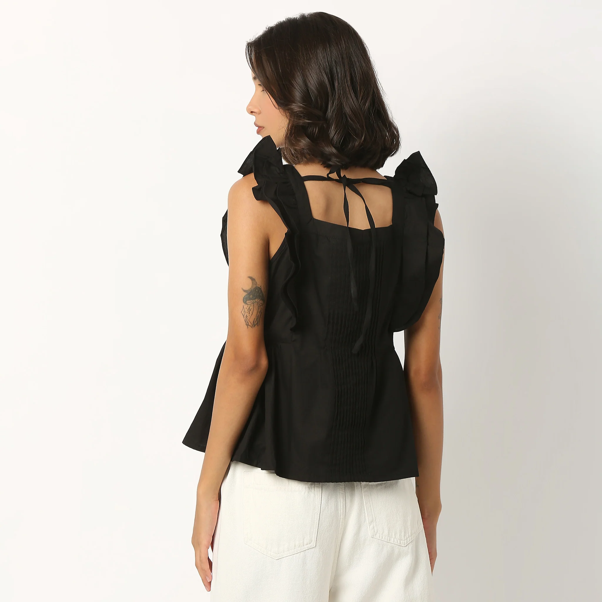 Cotton Ruffle Sleeve Top - Image 3