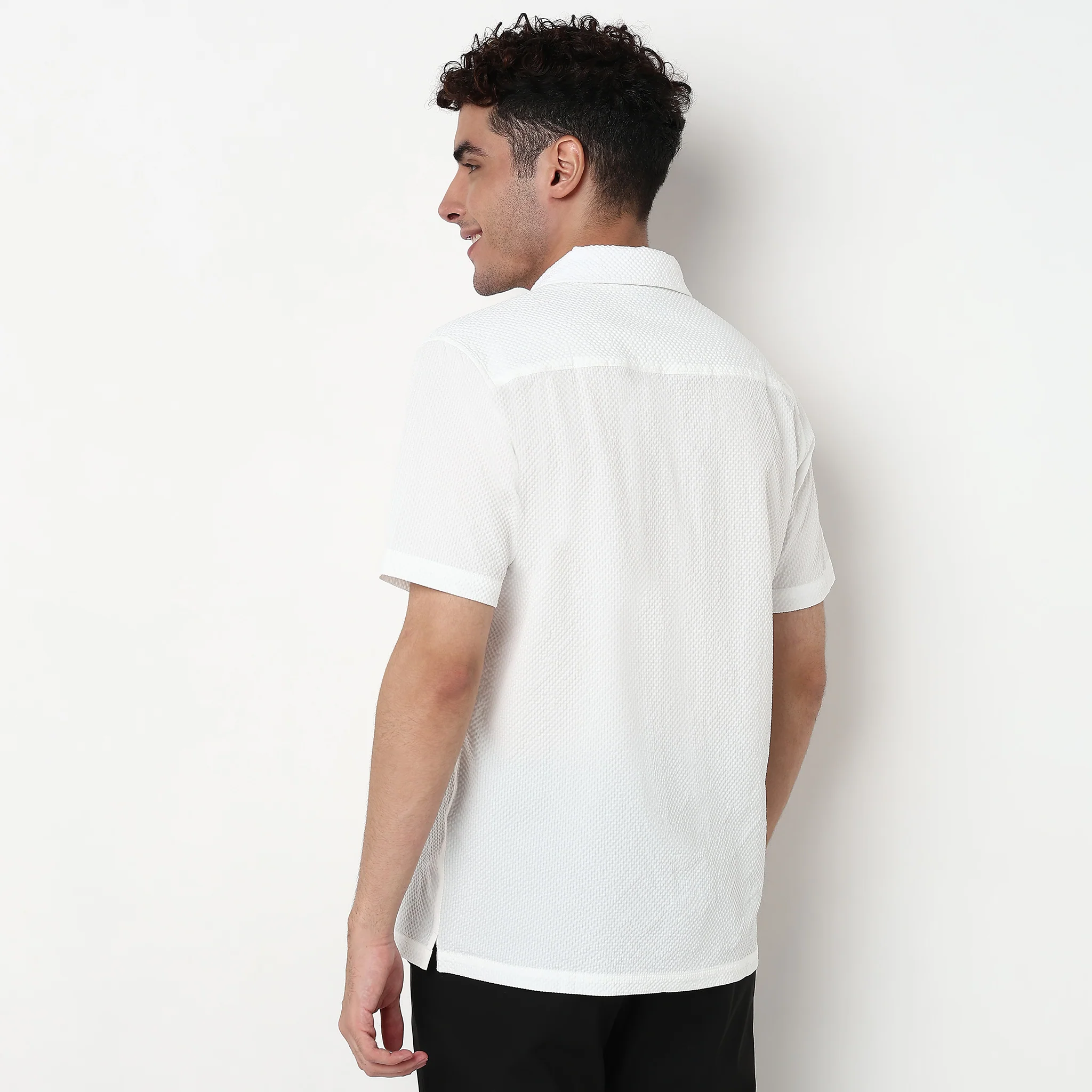 Cotton Structured Camp Collar Shirt - Image 8