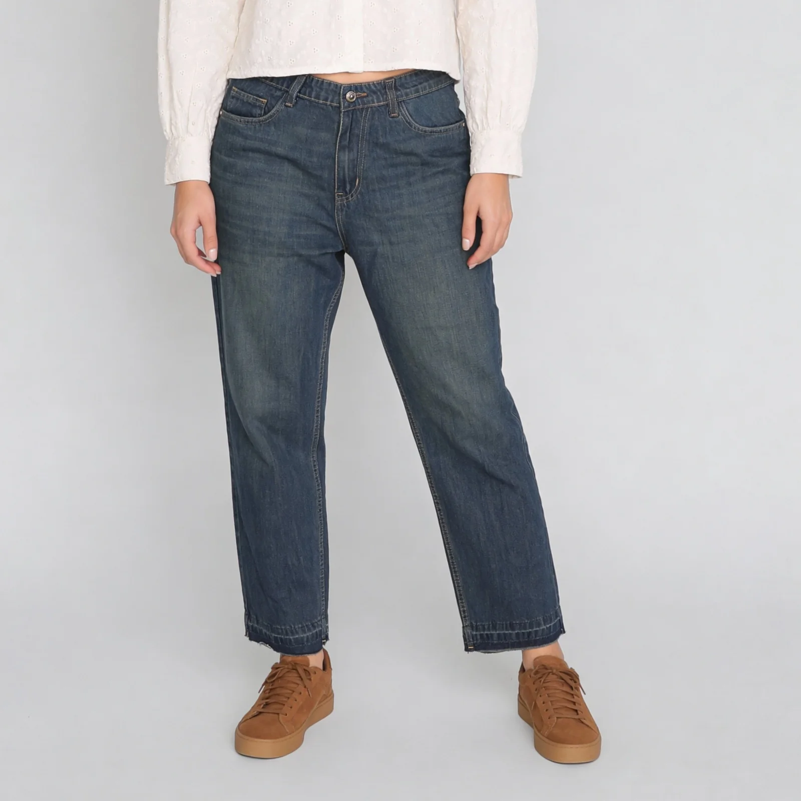 Cotton Full Length Straight Fit High Rise Jeans - Image 2