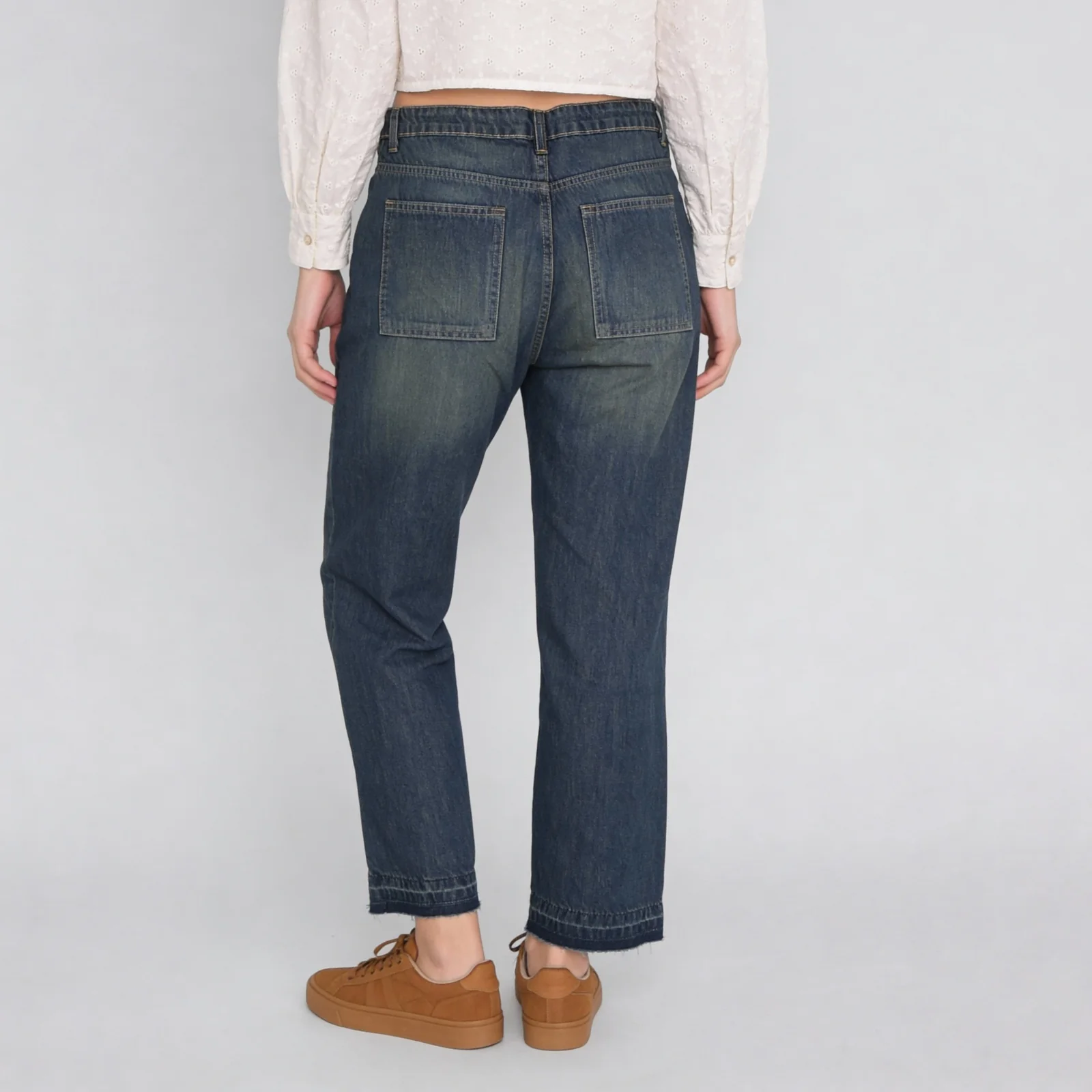 Cotton Full Length Straight Fit High Rise Jeans - Image 3