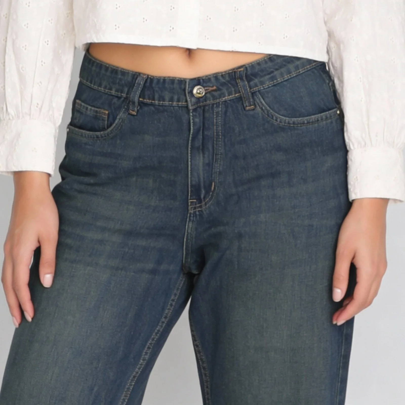Cotton Full Length Straight Fit High Rise Jeans - Image 4