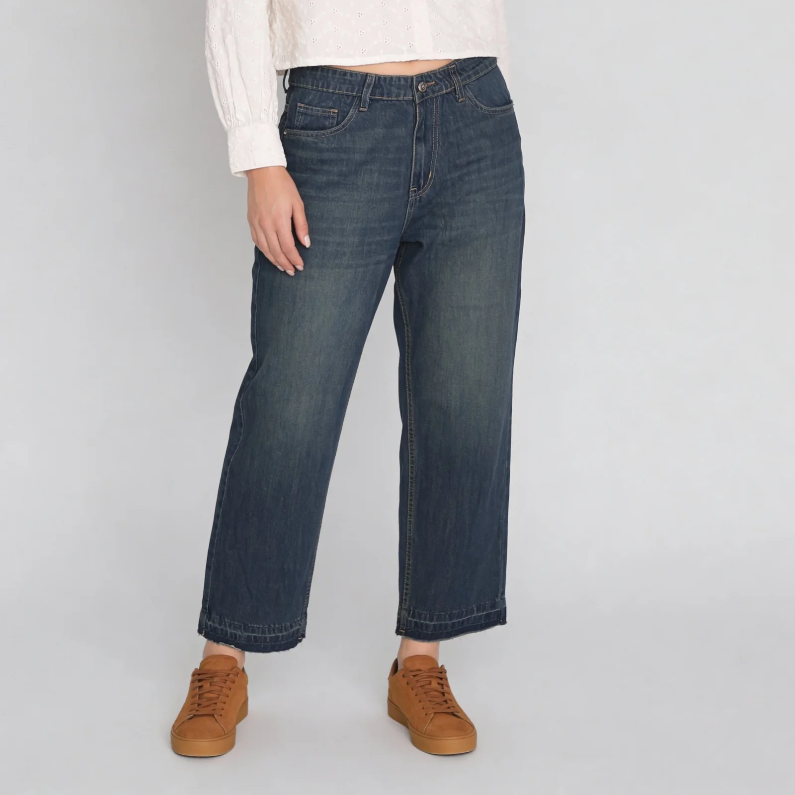 Cotton Full Length Straight Fit High Rise Jeans - Image 5