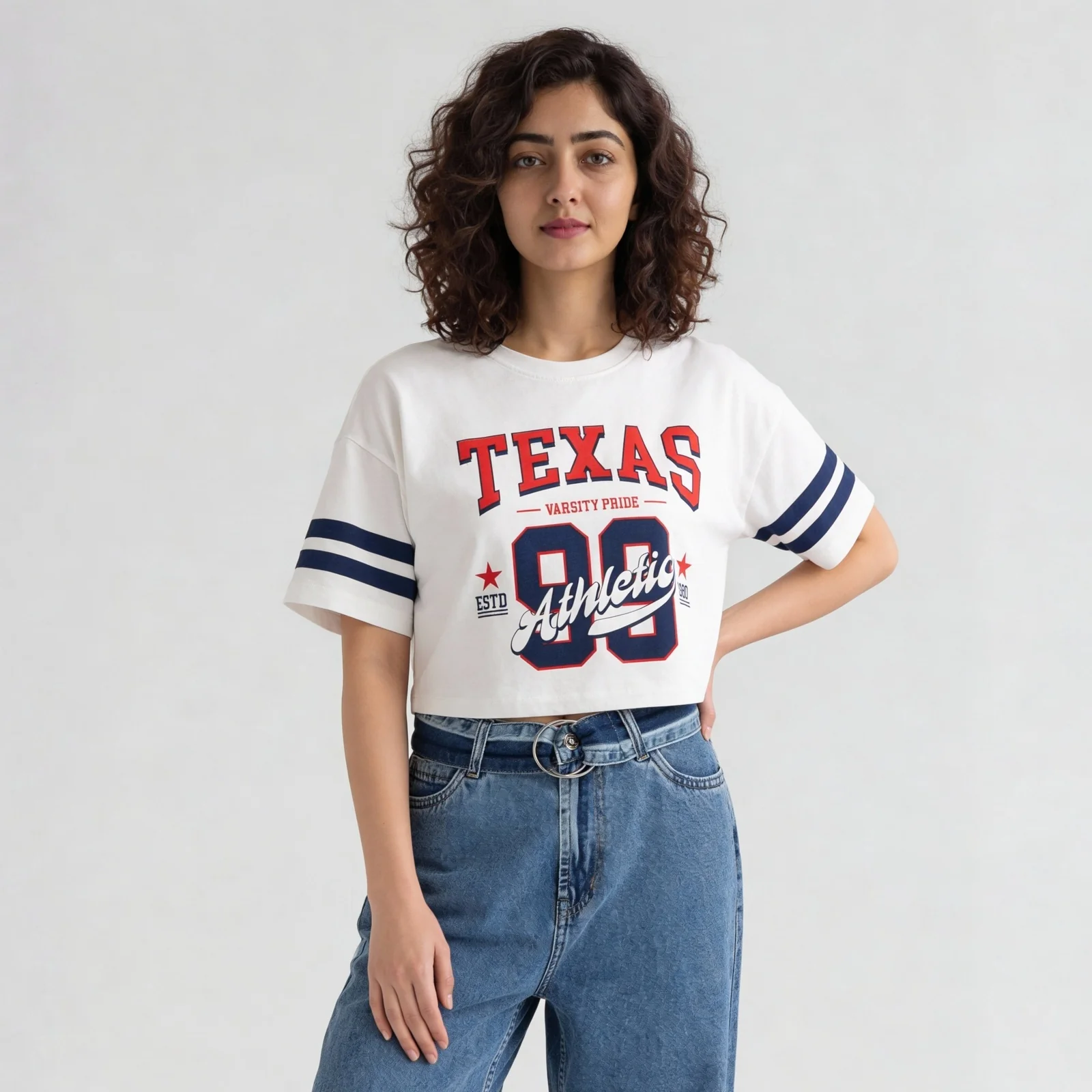 Cotton Graphic Boxy Fit Crop T-Shirt - Image 2
