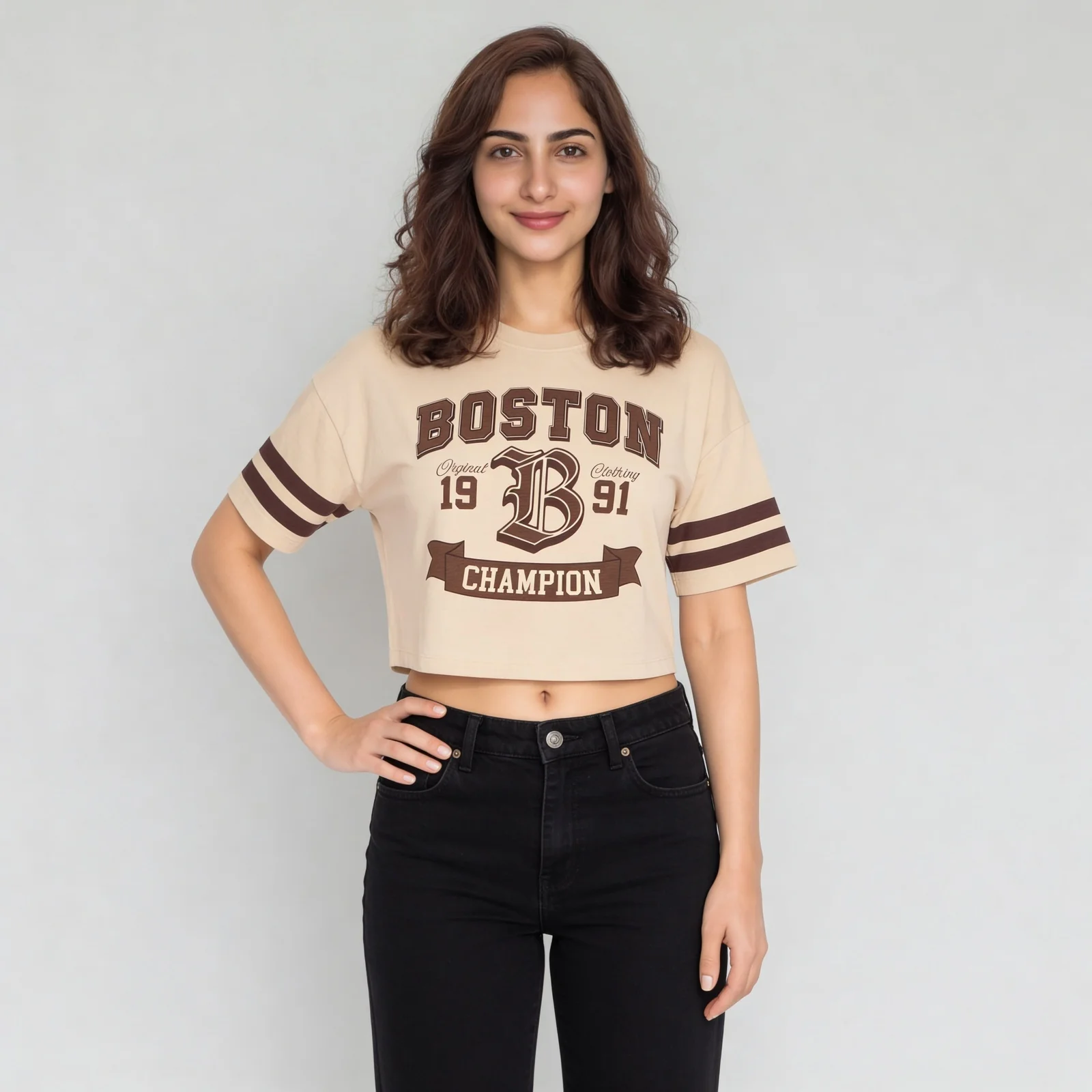 Cotton Graphic Boxy Fit Crop T-Shirt - Image 2