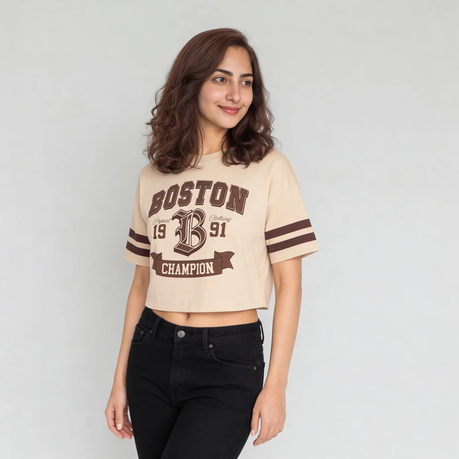 Cotton Graphic Boxy Fit Crop T-Shirt - Image 5