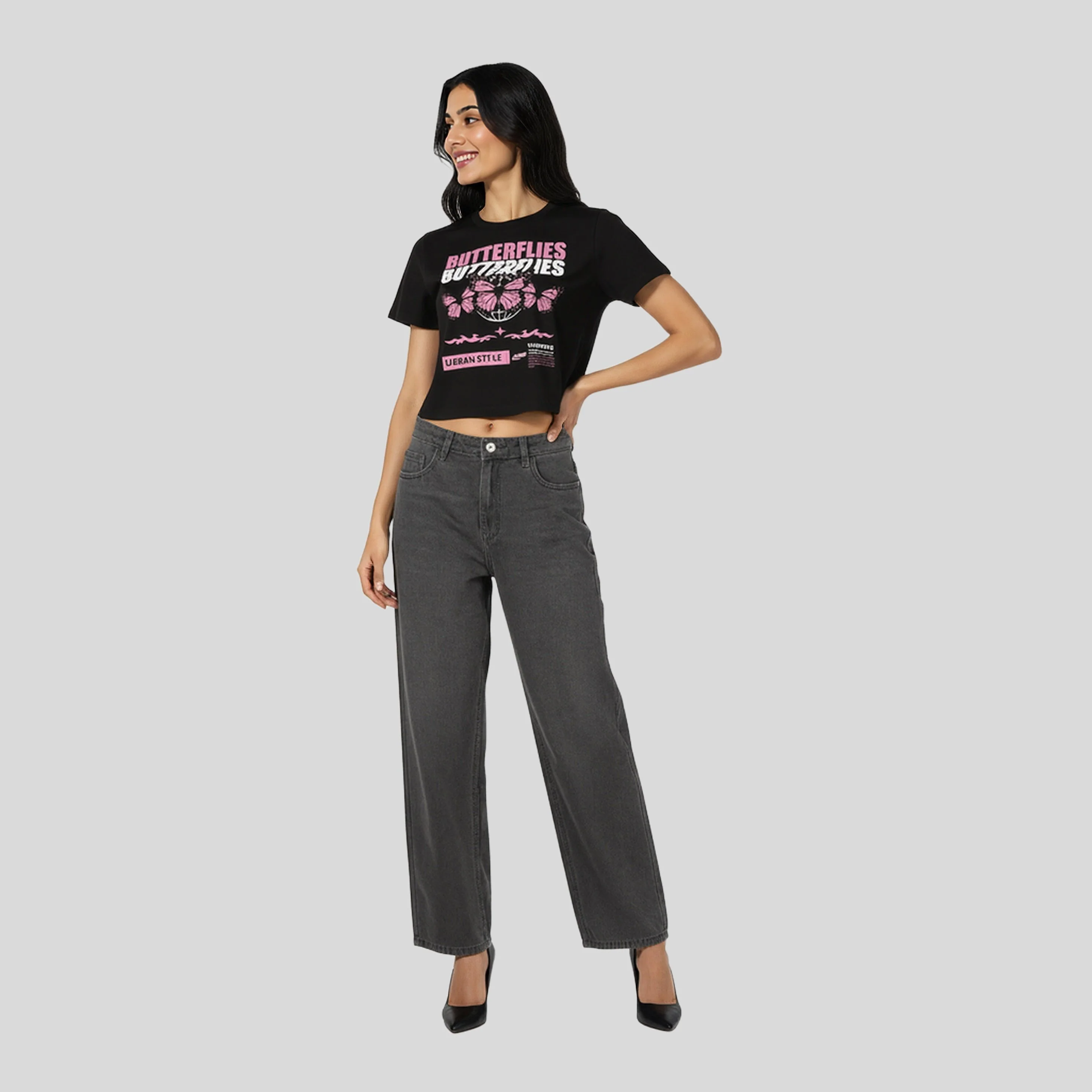 Cotton Graphic Crop T-Shirt