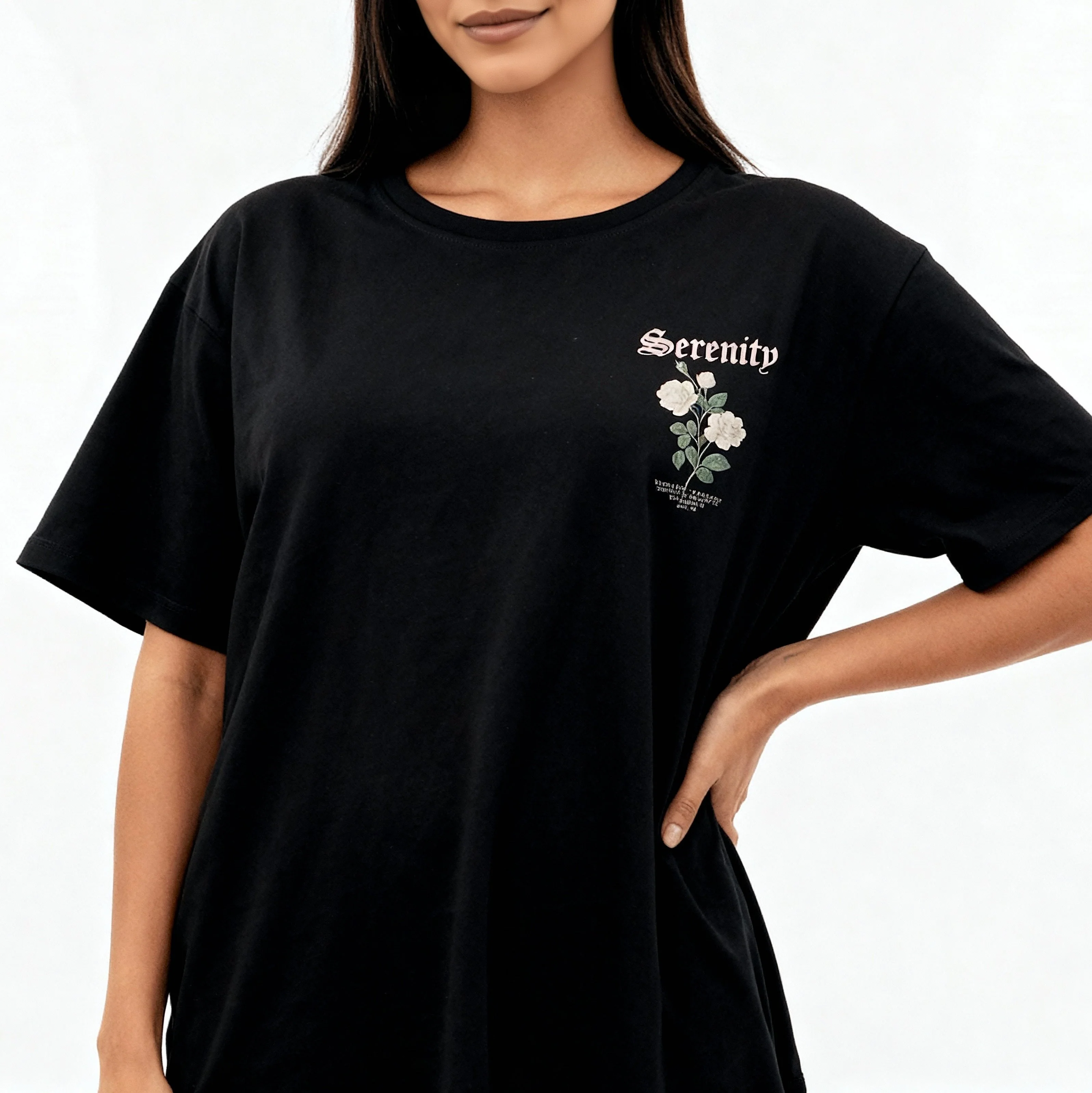 Cotton Graphic Longline Oversize T-Shirt - Image 4