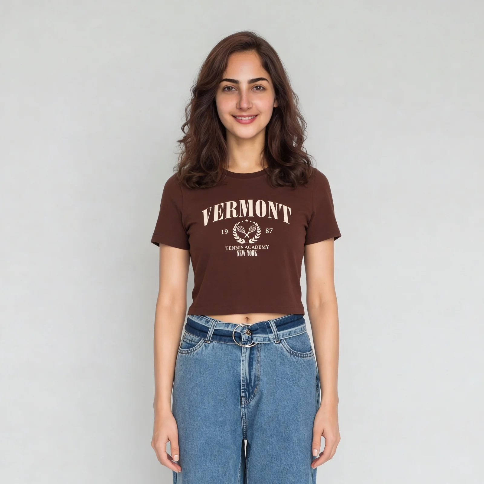 Cotton Graphic Short Fit Crop T-Shirt - Image 2