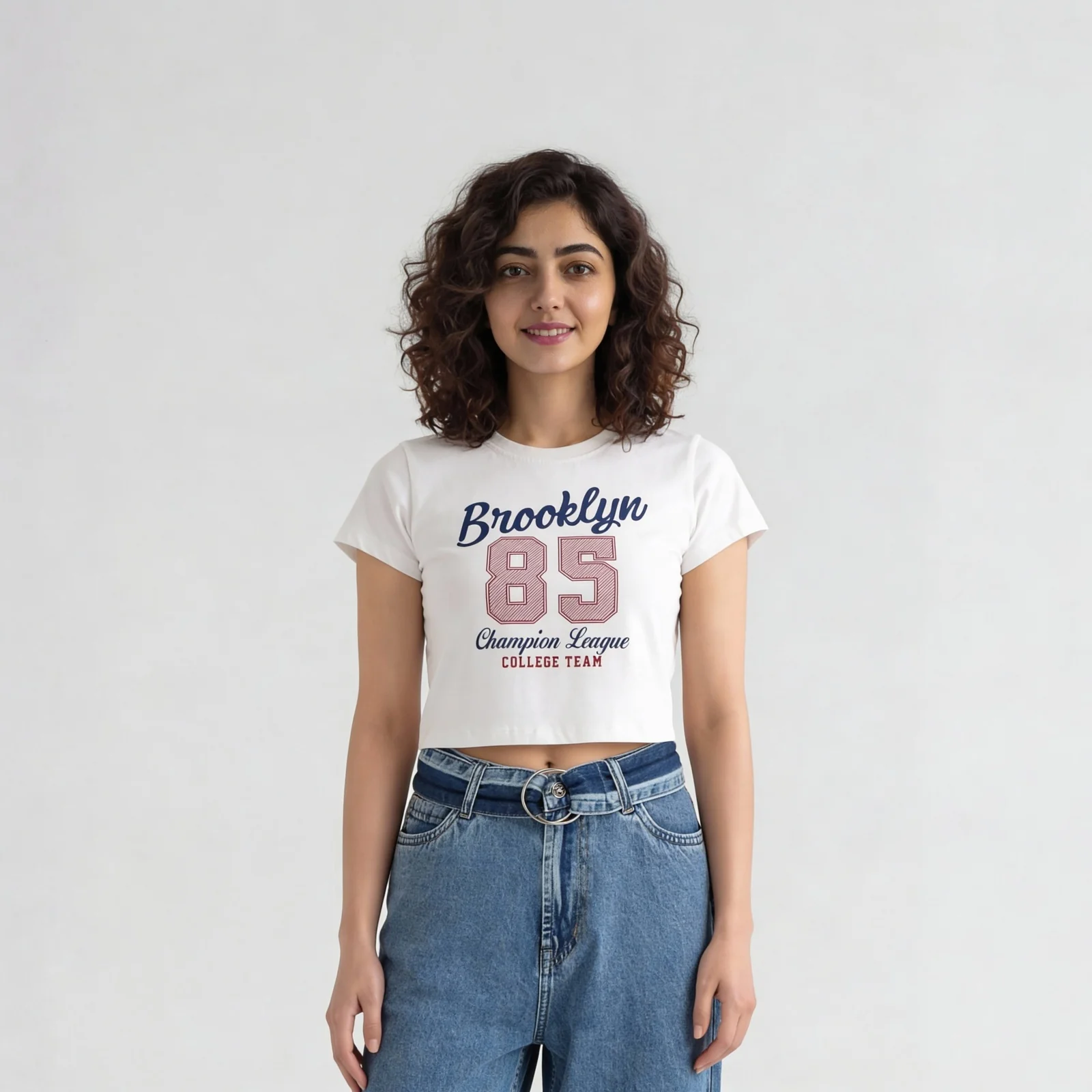 Cotton Graphic Short Fit Crop T-Shirt - Image 2
