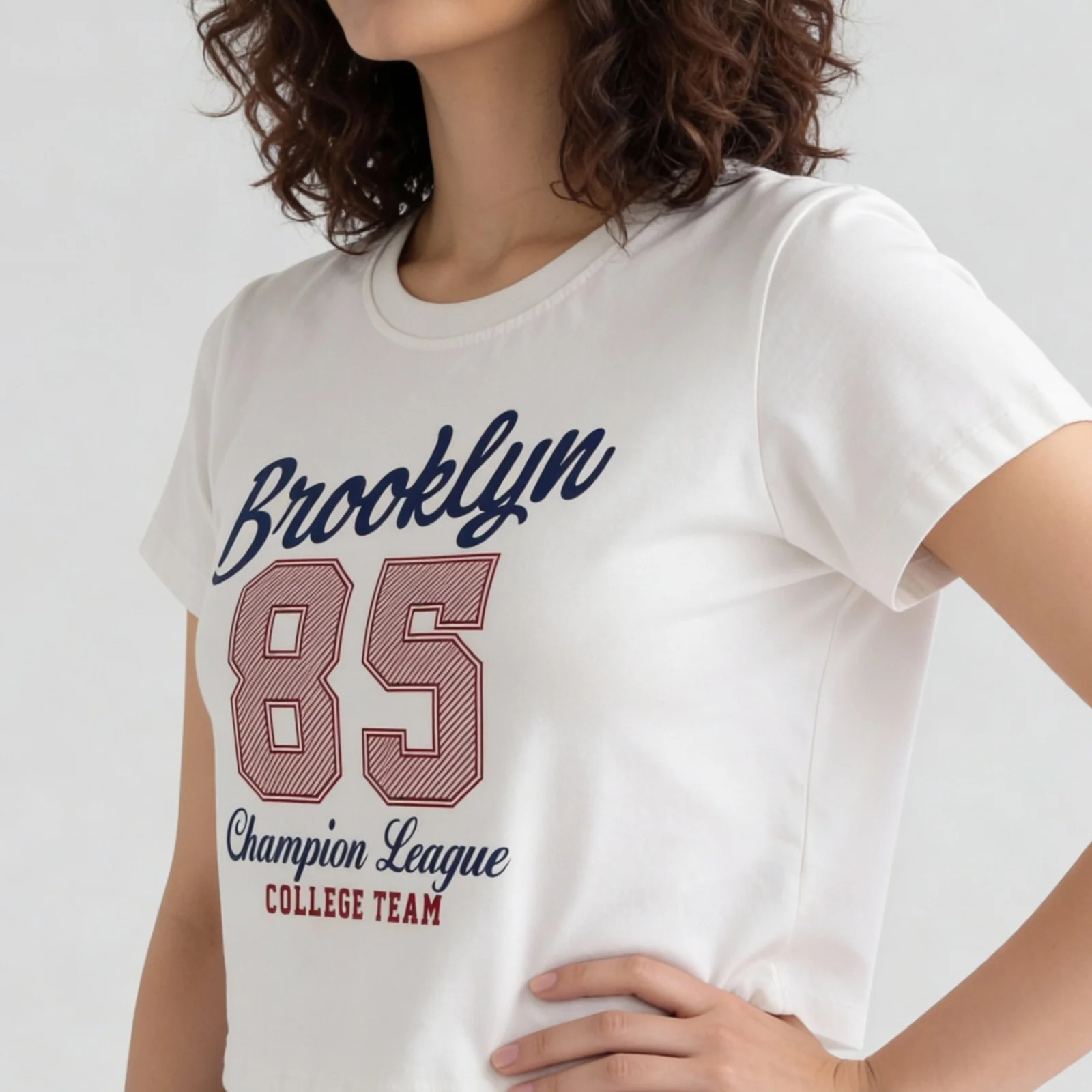 Cotton Graphic Short Fit Crop T-Shirt - Image 4