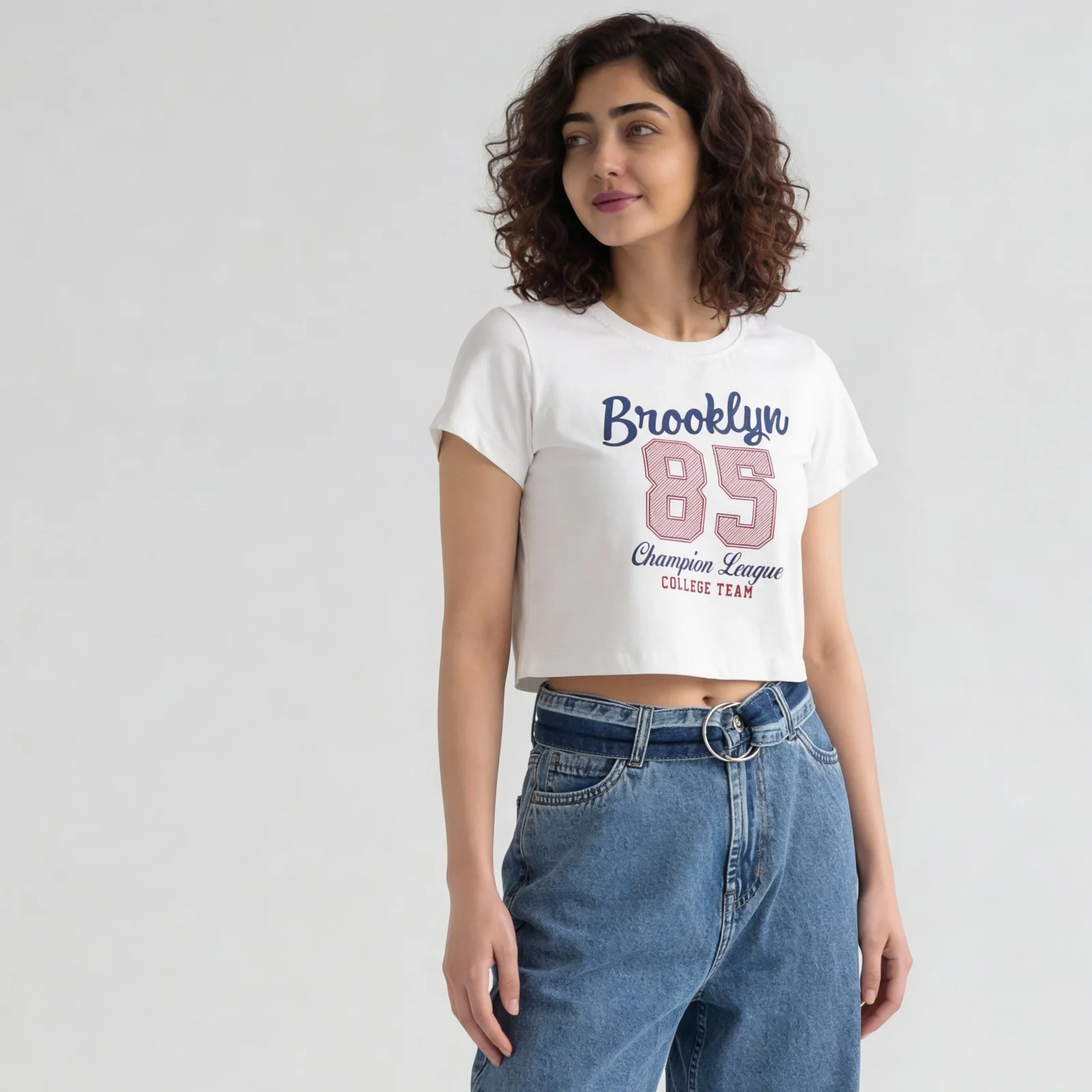 Cotton Graphic Short Fit Crop T-Shirt - Image 5