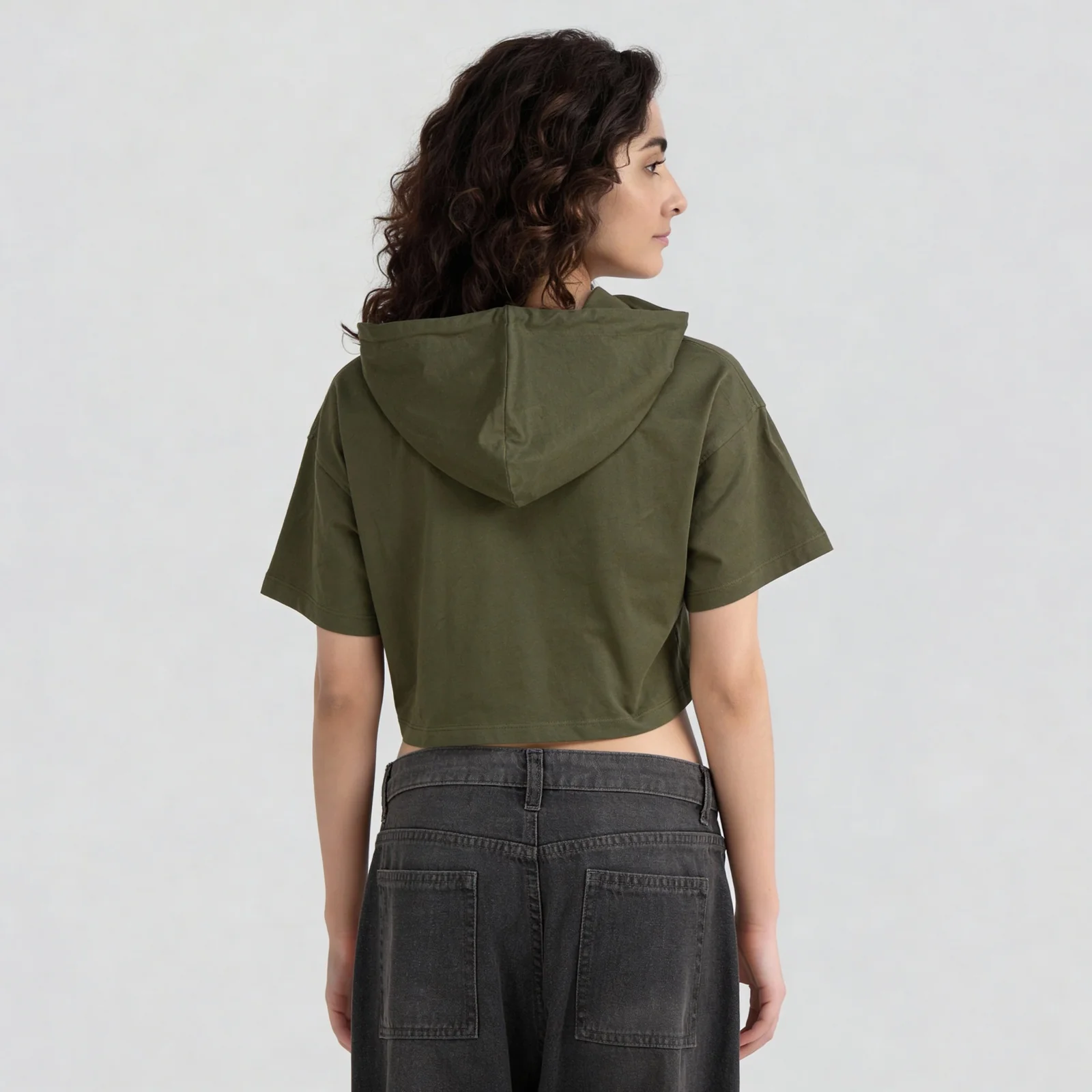 Graphic Hoodie Cropped T-Shirt - Image 3