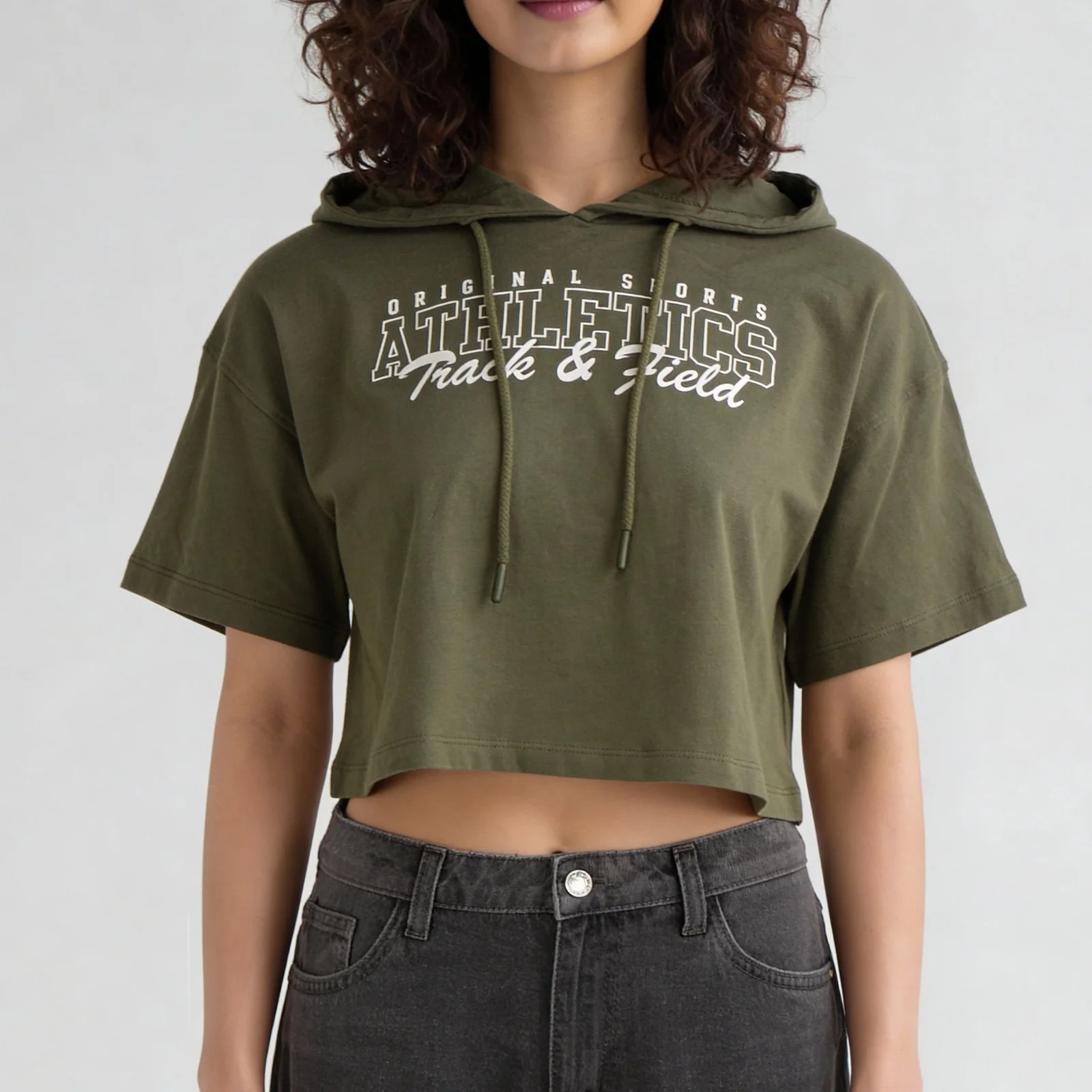 Graphic Hoodie Cropped T-Shirt - Image 4