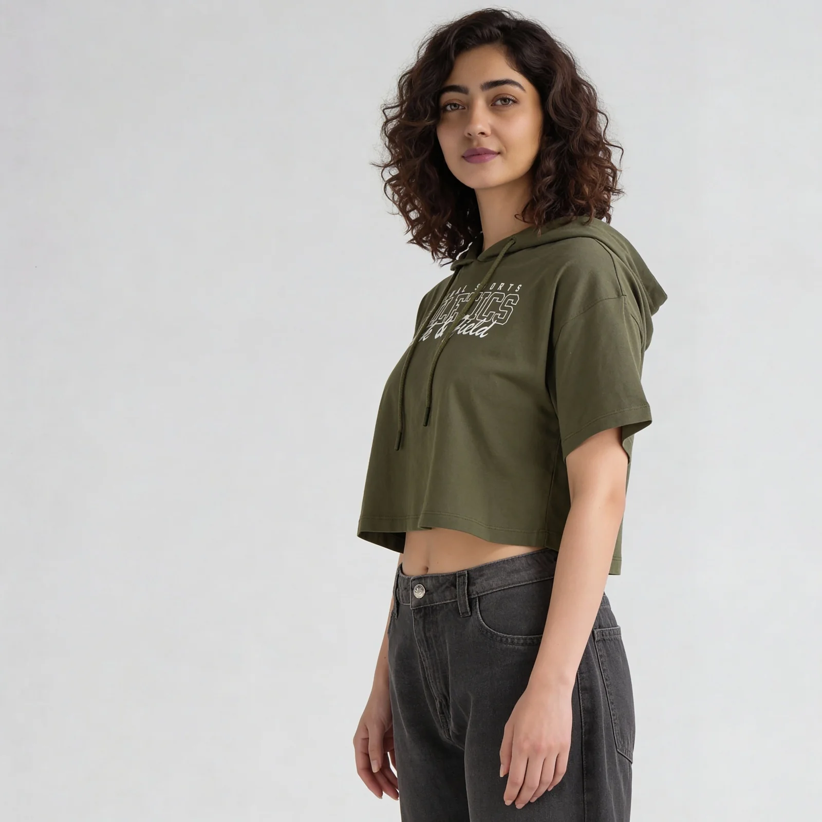 Graphic Hoodie Cropped T-Shirt - Image 5
