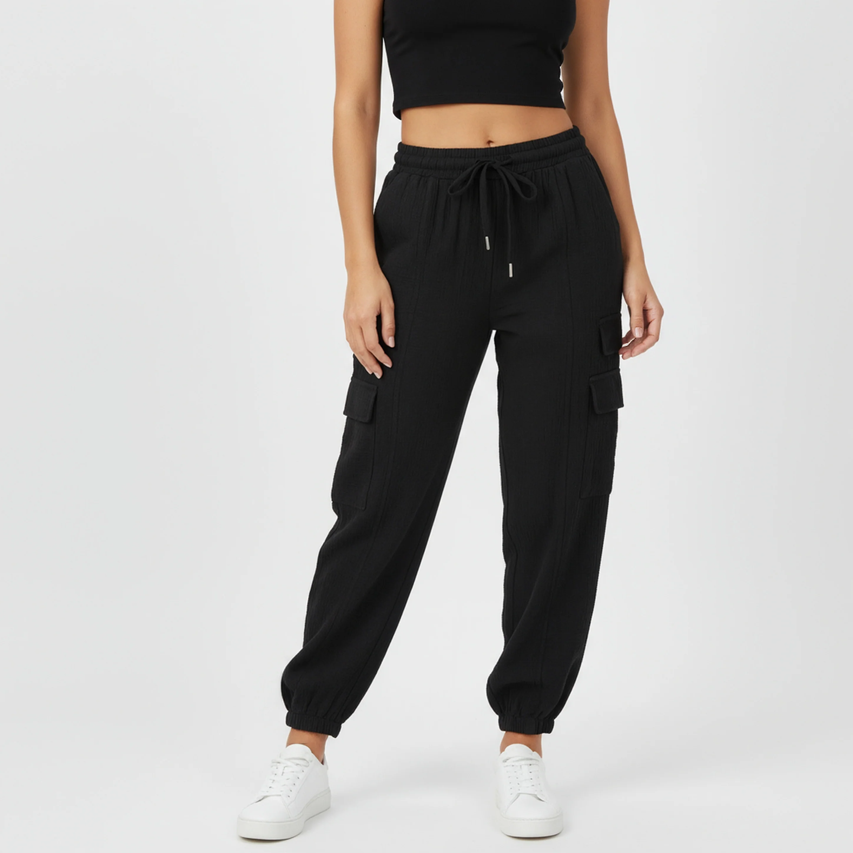 Cotton High Rise Joggers - Image 2