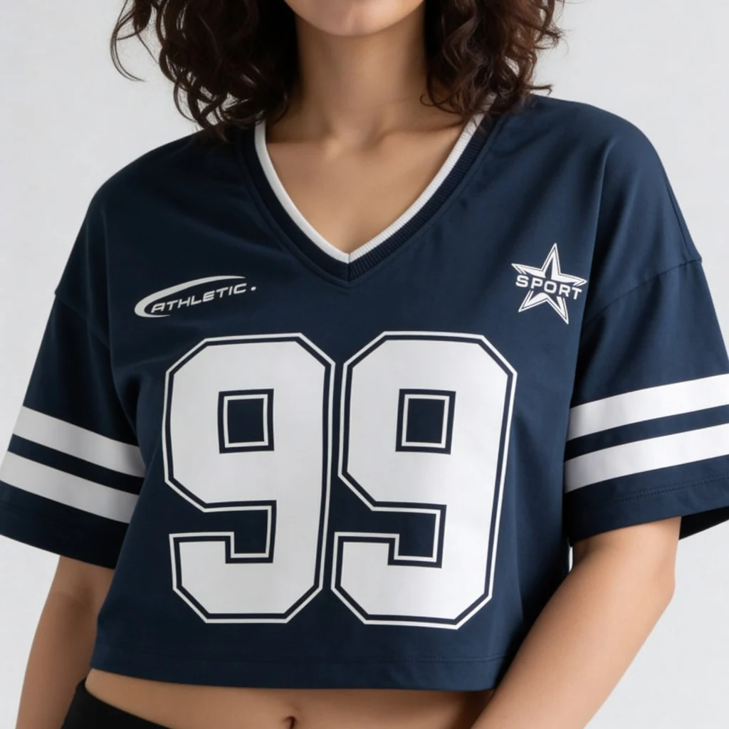 Cotton Knitted Graphic Crop T-Shirt - Image 4