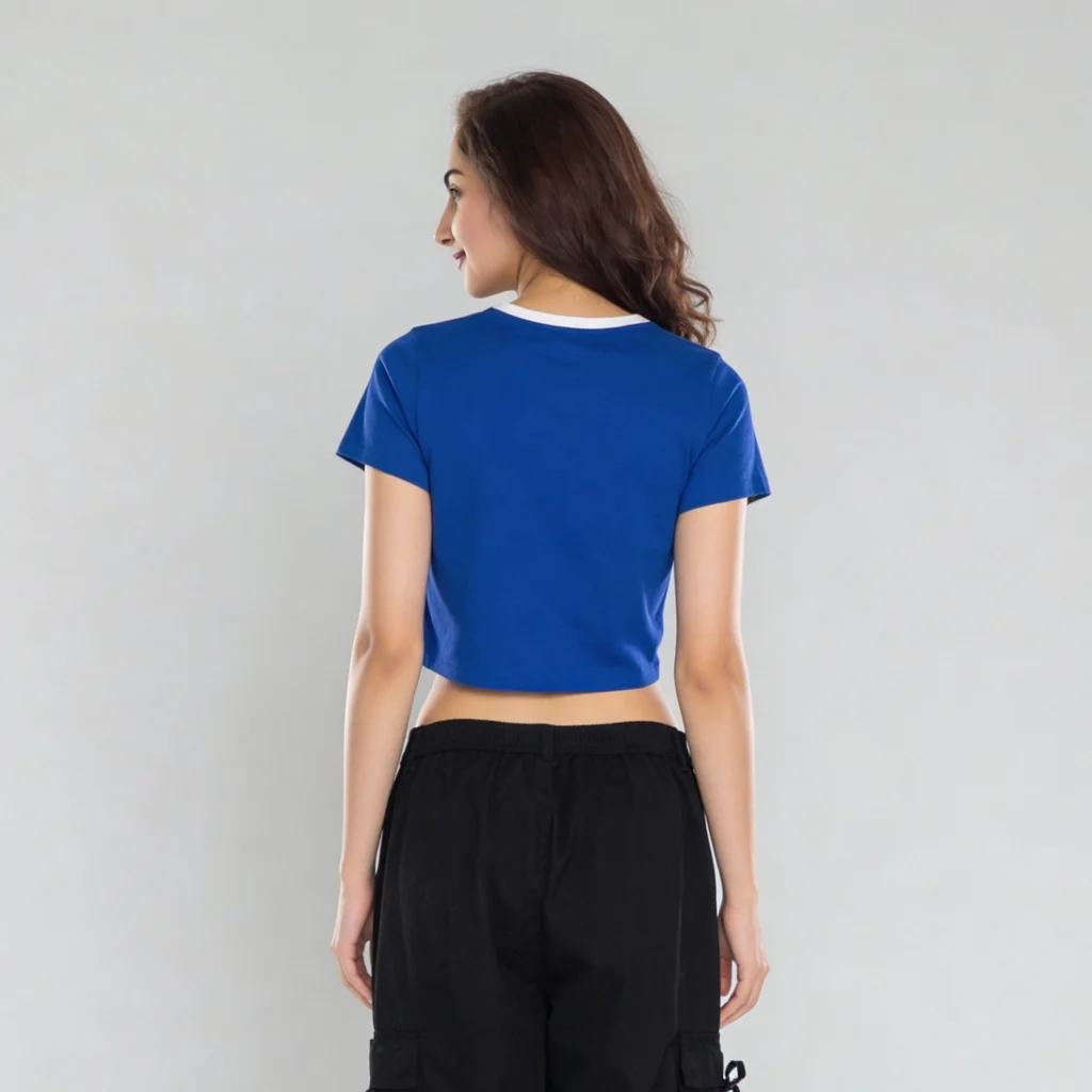 Cotton Knitted Graphic Crop T-Shirt - Image 3