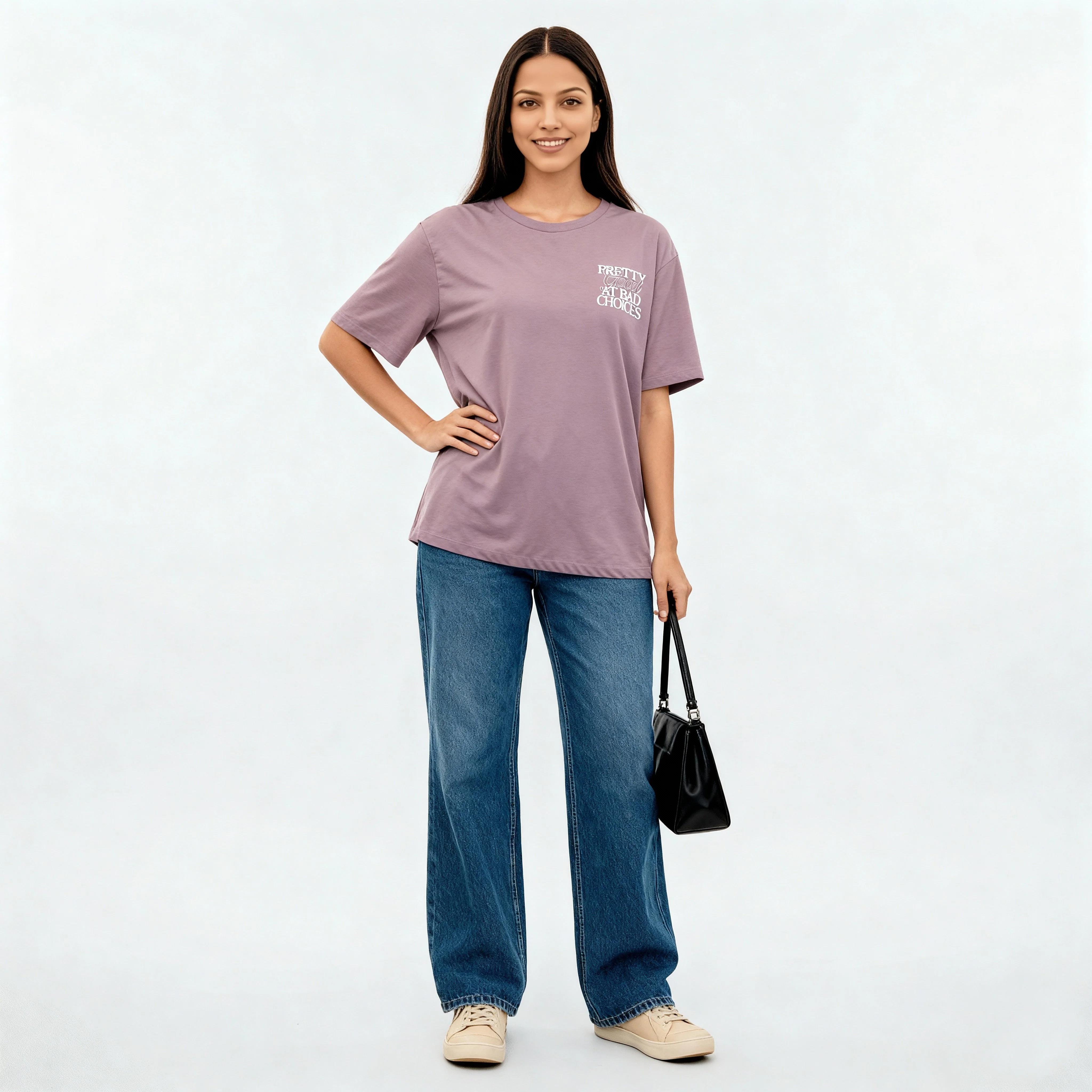 Cotton Knitted Graphic Oversize T-Shirt